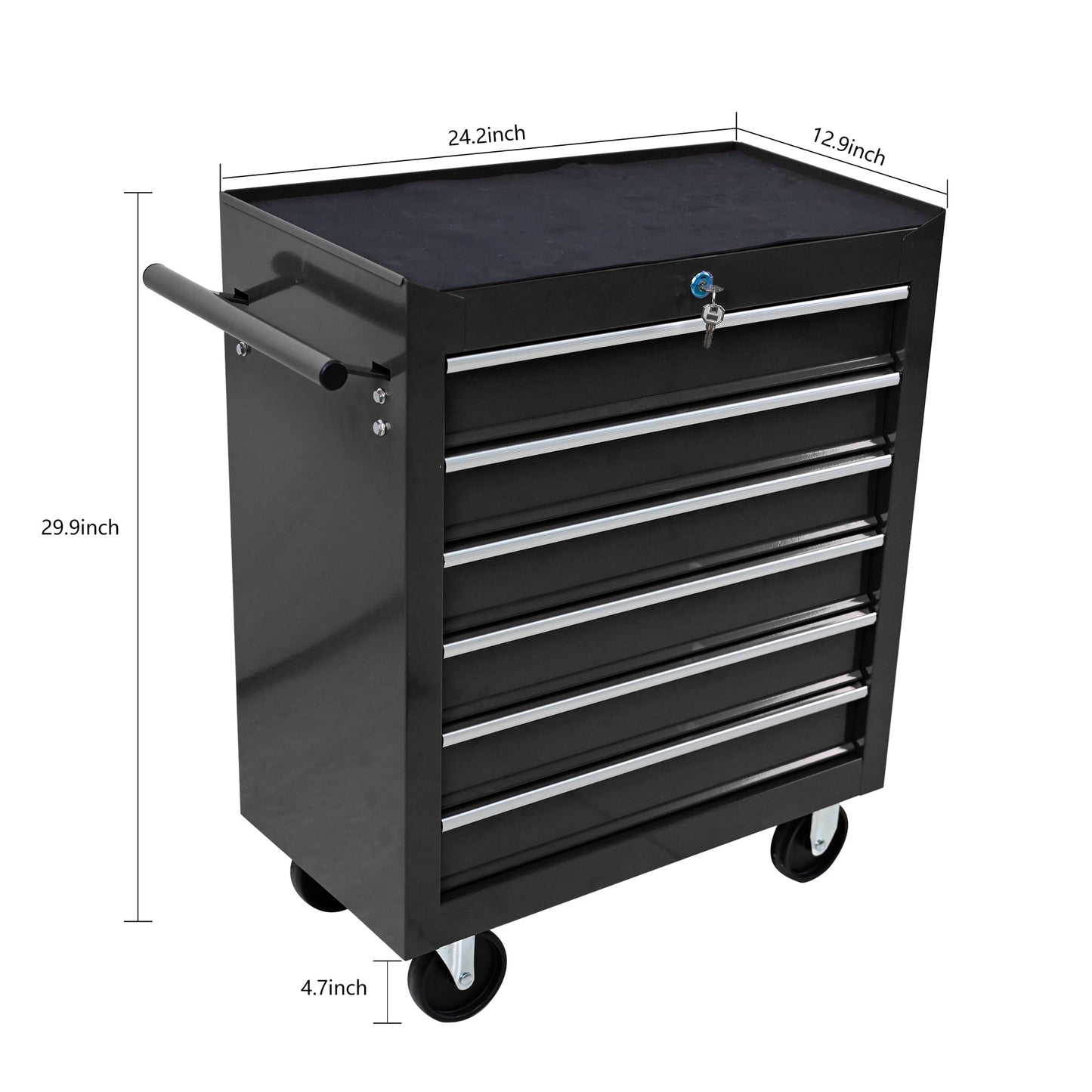 COOKCOK 6-Drawers Tool Cabinets On Wheels, Rolling Tool Chest With Drawers, Craftsman Tool Box With Keyed Locking System, Tool Storage Organizer For Warehouse, Garage, Workshop, Black