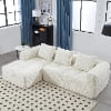 BISHE 37.5 in Modular Sectional Sofa with Chaise, Modern L-Shaped Cloud Couch, Easy Assembly, No Compression Damage, Chenille Upholstered, Deep Seat, Includes Throw Pillows, Black