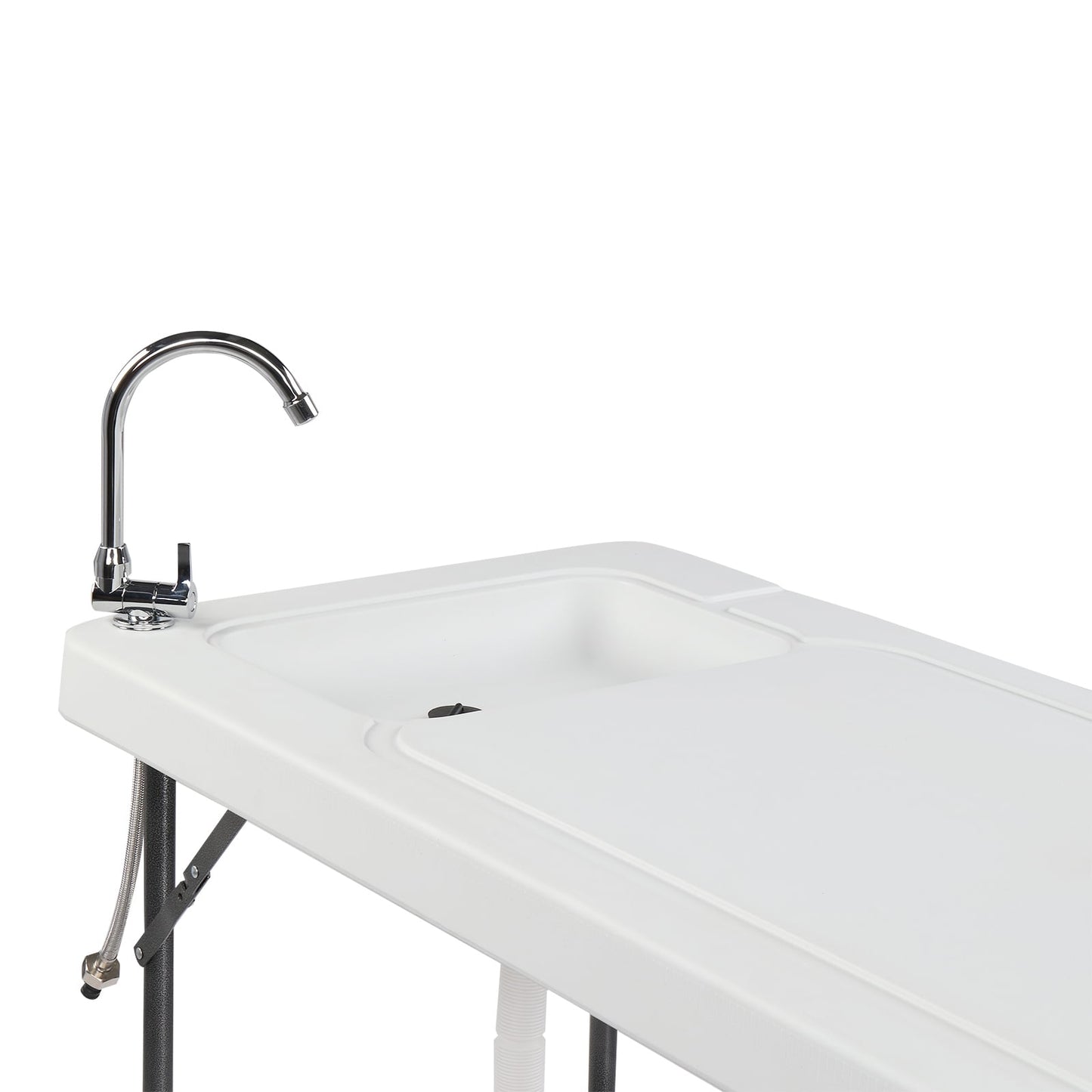 COOKCOK HDPE Rectangular With Barbed Wire Foldable Outdoor Table, 46"L x 24"W x 37"H, White