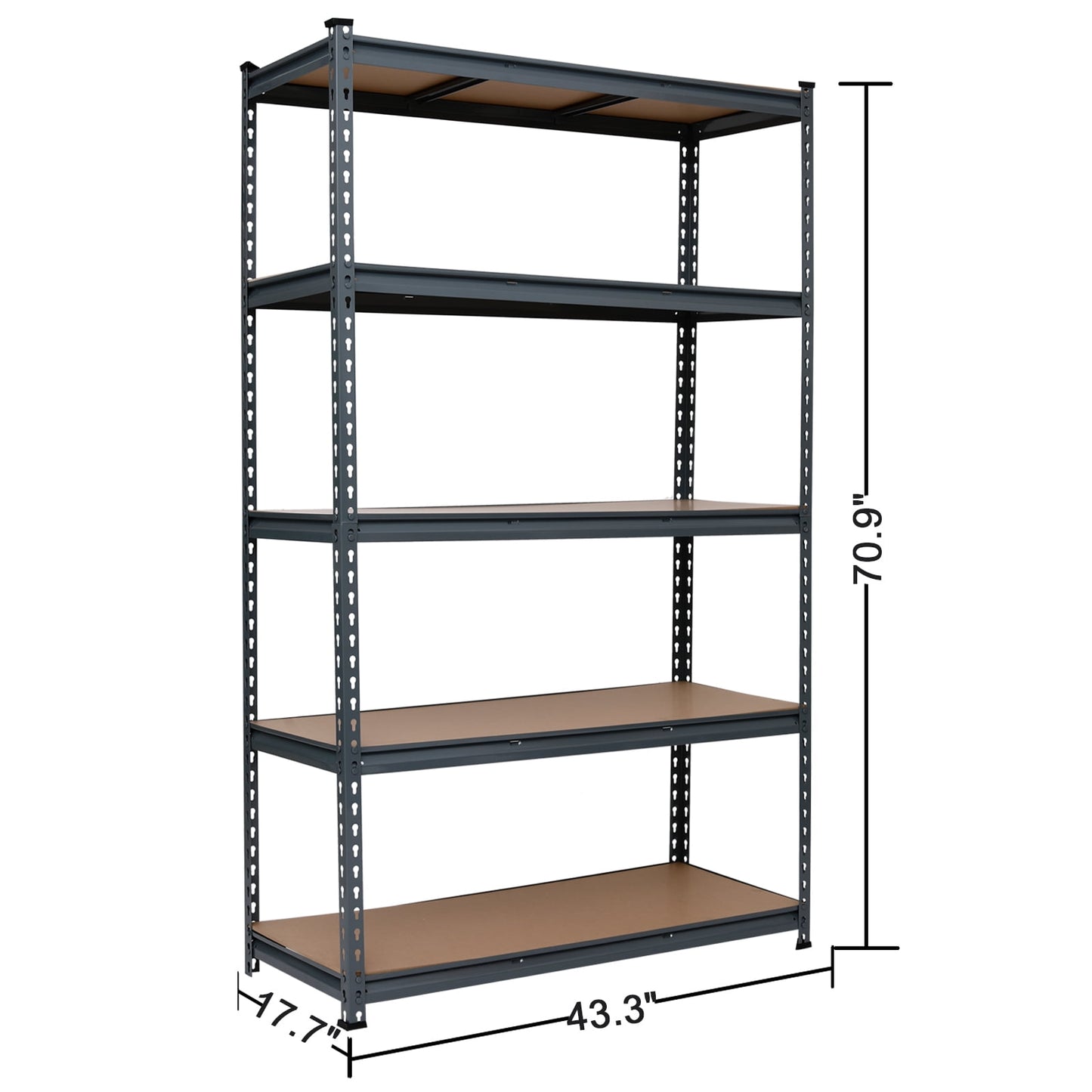 COOKCOK Storage Shelving Unit, 5 Tier Metal Shelf, 43.3“x17.7"x71, Adjustable Garage Storage Shelf, Heavy Duty Shelving Utility Shelf, 1500lbs Capacity, Grey