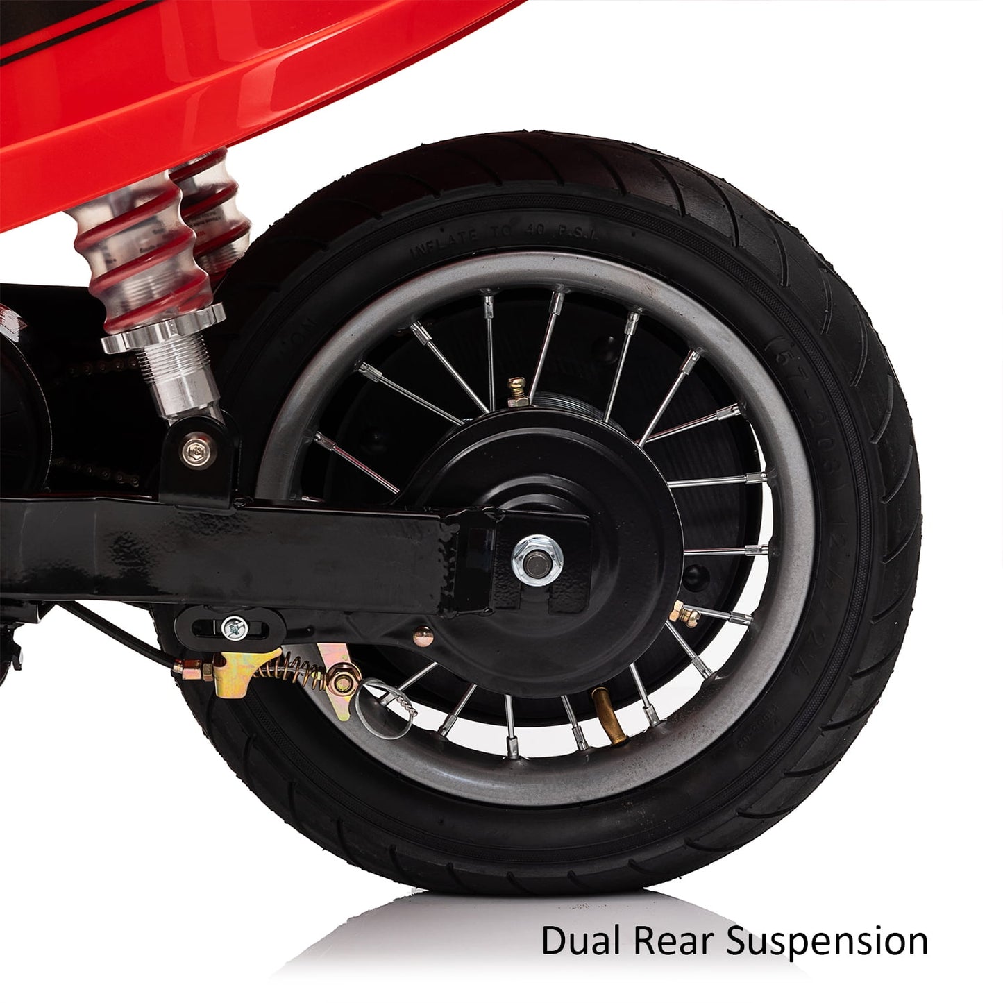 Track Seven 24V Ride on Motorcycle 250W Electric Motorcycle, Max Speed 10 Mph, Twist-Grip Throttle, 2 Speeds, MP3 Player, Bluetooth, Ride on Toy Car for Boys Girls Age 8+, Red