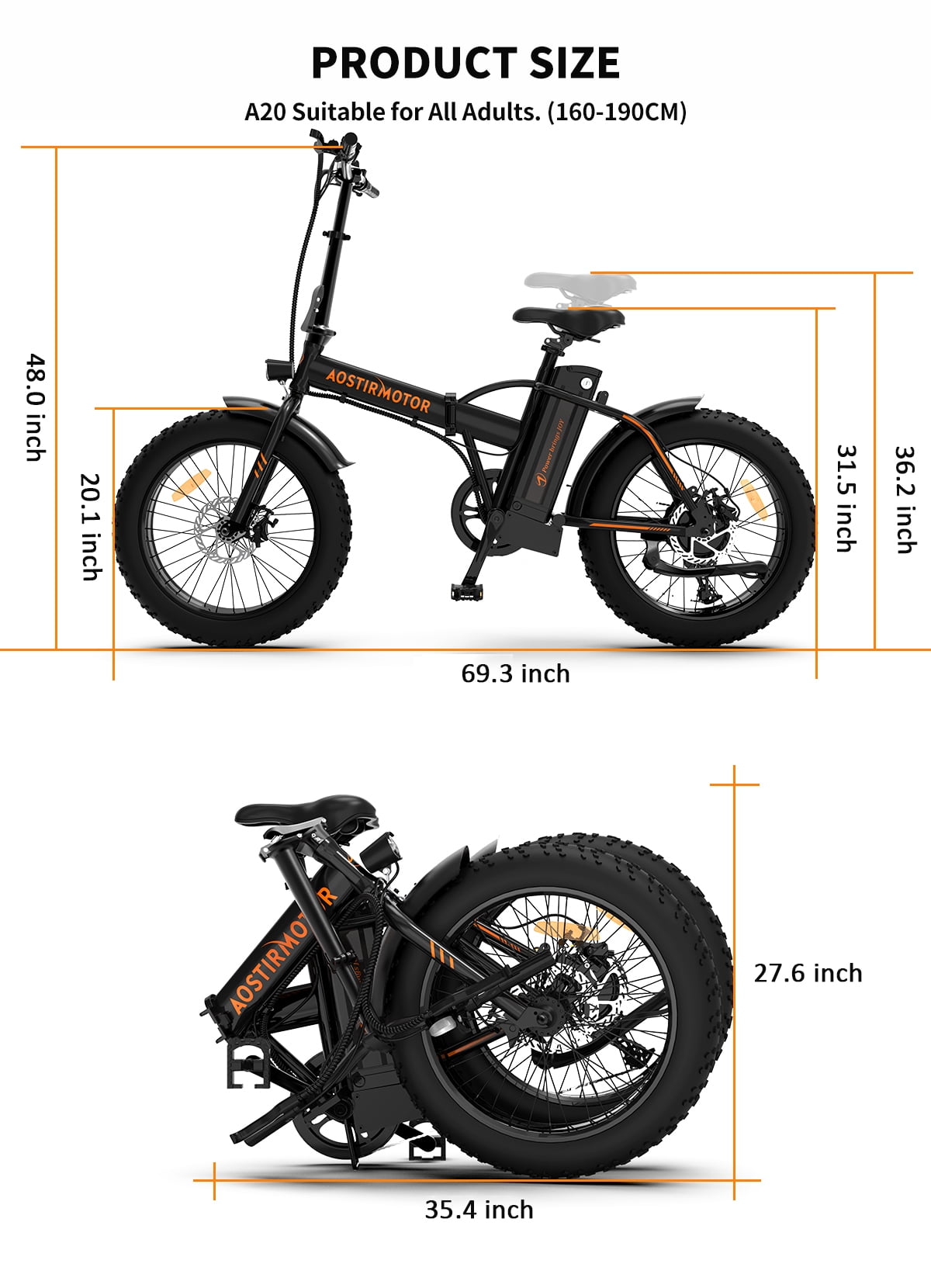 LISUEYNE Folding Electric Bike, 500W Motor, 20" Tier E-Bike,Removable 36V/13Ah Li-ion Ebike, Adjustable Seat, Dual Disc Brakes, LCD Display, Max Speed 19.9mph