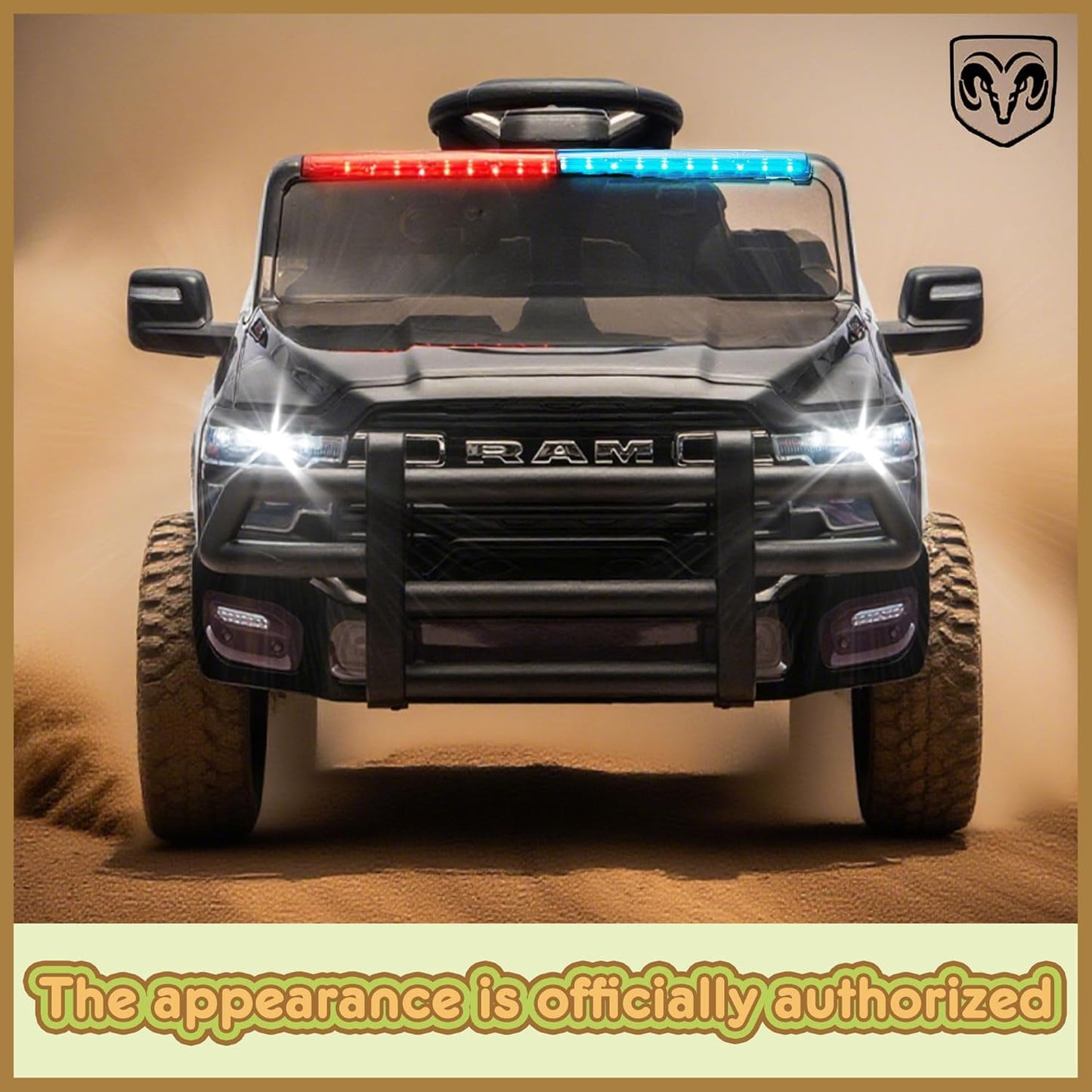 Track Seven 12V Ride on Car, Licensed Dodge RAM 3500 Ride On Truck with Remote Control, Rear Shock Suspension, LED Headlights, Low Battery Alarm, Bluetooth, Music, Ride on Toy for Kids Aged 3+, Black