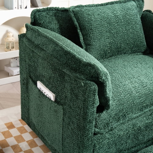 COOKCOK Oversized Accent Chair with Ottoman, Big Comfy Modular Cloud Accent Armchair for Living Room, Bedroom, Green