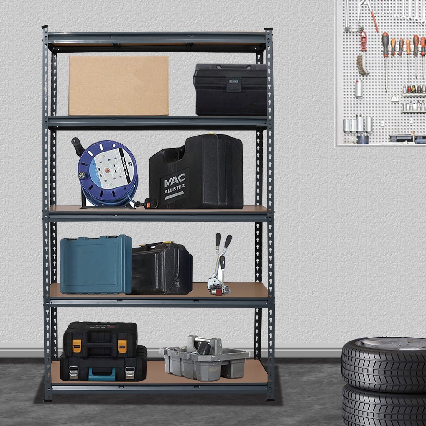 COOKCOK Storage Shelving Unit, 5 Tier Metal Shelf, 43.3“x17.7"x71, Adjustable Garage Storage Shelf, Heavy Duty Shelving Utility Shelf, 1500lbs Capacity, Grey