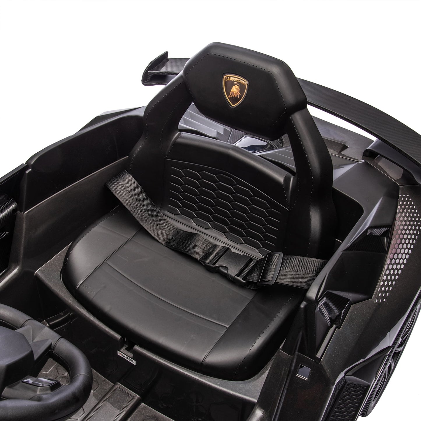 Track 7 12V Licensed Lamborghini Aventador Xago Ride on Car with Remote Control, Hydraulic Door, Bluetooth MP3/USB, LED Lights, Early Education, Electric Sports Car for Boys Girls Age 2+, Black