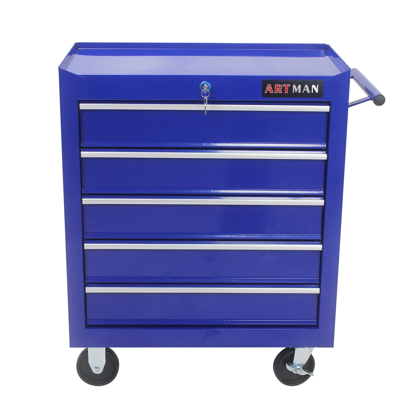 COOKCOK 5 Drawers Multifunctional Tool Cart, With Wheels,lockable, Steel, 24.25"L x12.99"W x 29.33"H, Blue