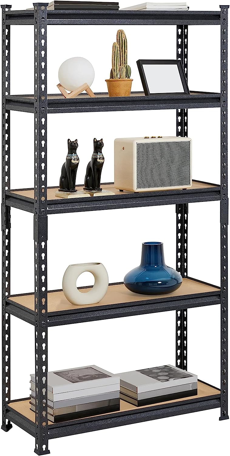 COOKCOK 5-Tier Storage Shelving Unit, 35.43"x 17.7"x 70.8" Metal Shelf, Height Adjustable, Heavy Duty Garage Shelves Metal Organizer Utility Rack, 1250lbs Capacity, Black