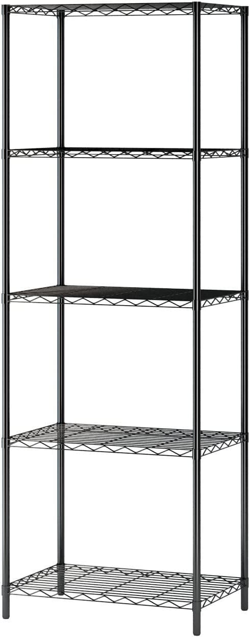 COOKCOK 5-Tier Wire Shelving Unit, 21.2"x 11.42"x 59.1" Storage Shelf, Metal Shelf, Wire Rack Shelving for Home Kitchen Bathroom Garage Pantry Organization, 550lbs Capacity, Black