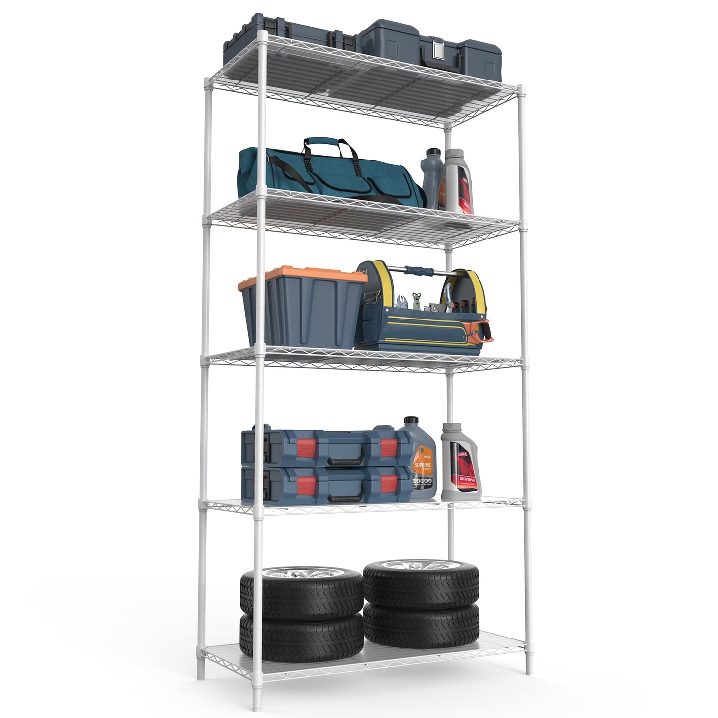COOKCOK 5-Tier Wire Shelving Unit, Height Adjustable Metal Shelves, 36" x 16" x 72" Heavy Duty Storage Shelf with PE Mat, Steel Shelving 1750lbs Capacity for Closet Pantry Basement, Black