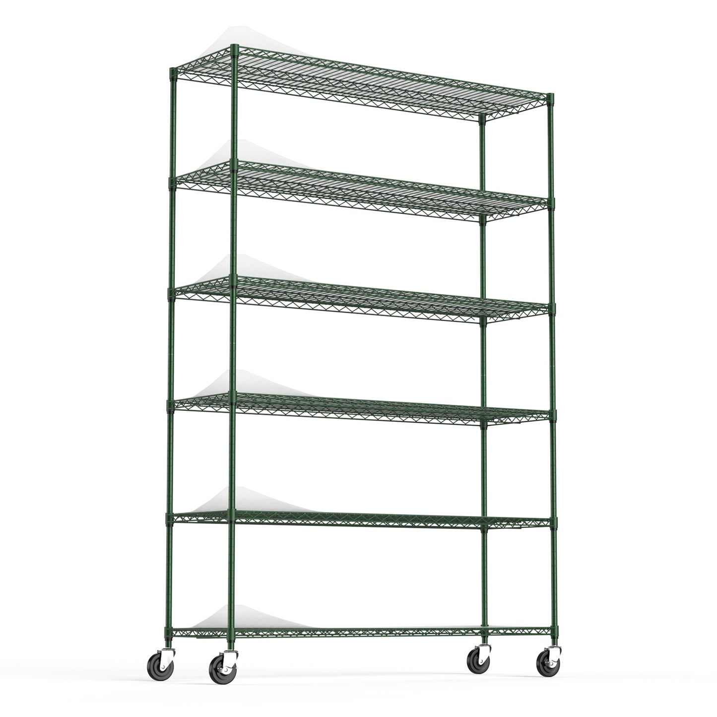 COOKCOK 6-Tier Wire Shelving Unit, Height Adjustable Metal Storage Shelf, 48" x 18" x 82" Garage Storage Shelves with Wheels, 600lbs Capacity, Heavy Duty Wire Rack with PE Mat, NSF Certified, Black
