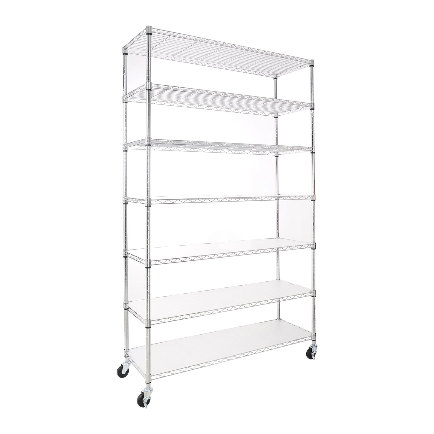 COOKCOK 7-Tier Wire Shelving Unit, 48" x 18" x 82" NSF Height Adjustable Metal Storage Shelf with Wheels, 500 lbs Capacity, Heavy Duty Garage Shelves with PE Mat, Storage Wire Rack, Green
