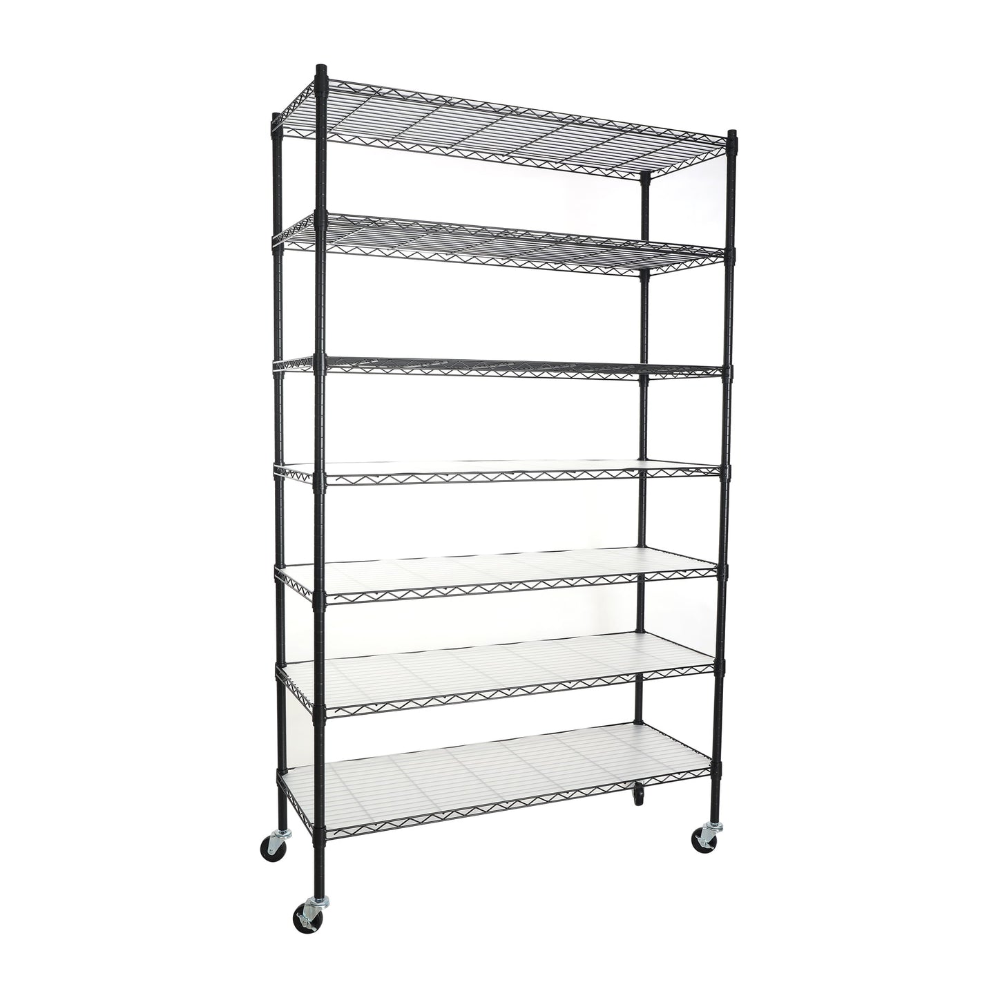 COOKCOK 7-Tier Wire Shelving Unit, 48" x 18" x 82" NSF Height Adjustable Metal Storage Shelf with Wheels, 500 lbs Capacity, Heavy Duty Garage Shelves with PE Mat, Storage Wire Rack, Green