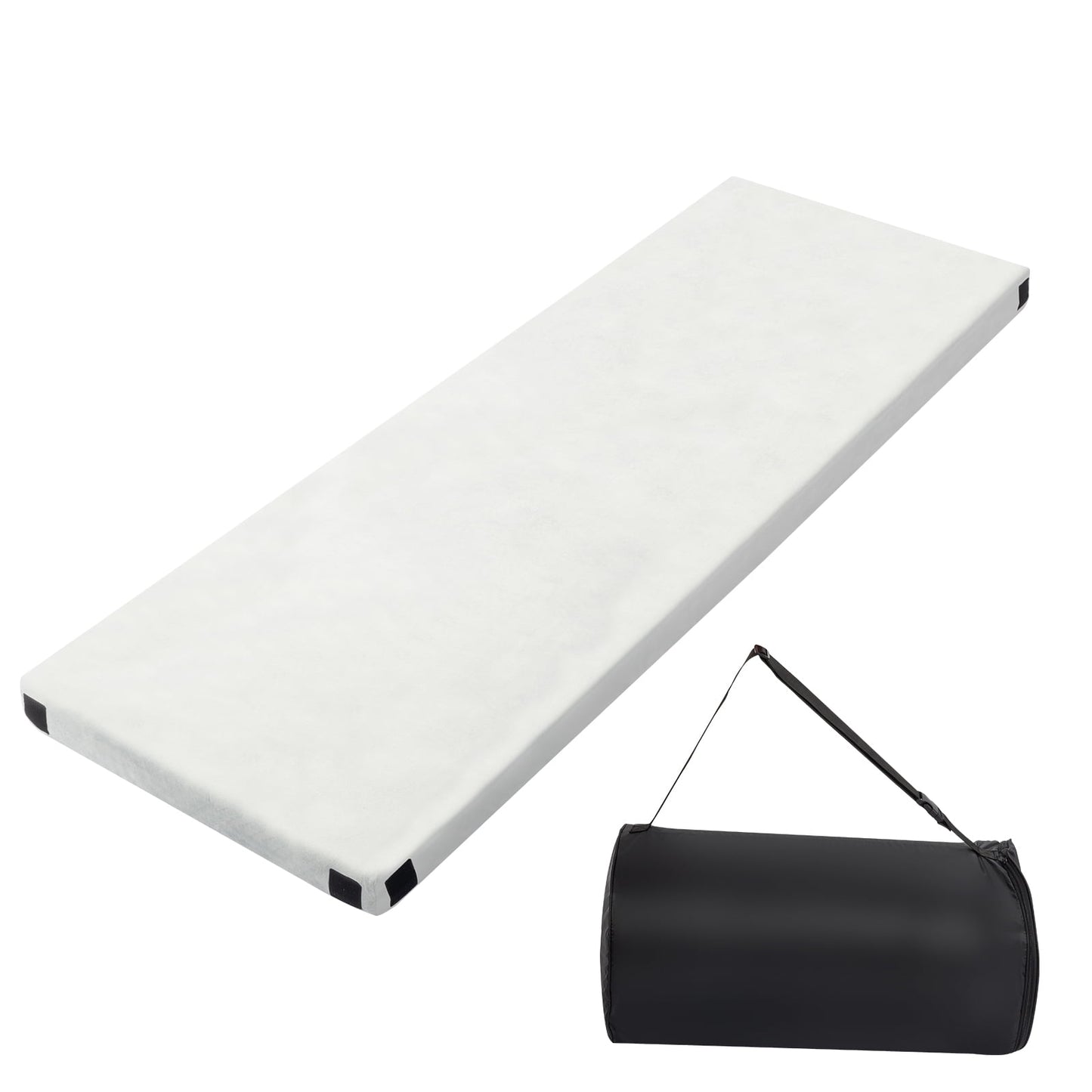 COOKCOK Memory Foam Camping Mattress,75"D x 25"W x 3"H, Memory Foam , Carry Bag, Strap, Pillow, Gray