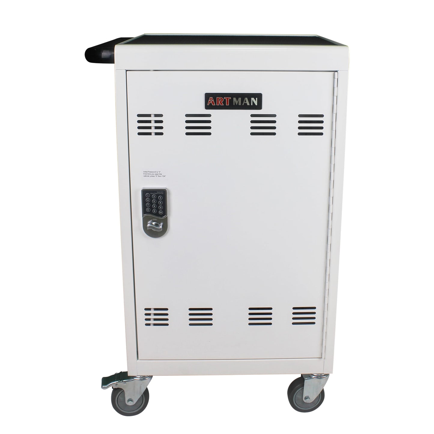COOKCOK Mobile Charging Cart and Cabinet for Tablets Laptops 30-Device With Combination Lock, Black