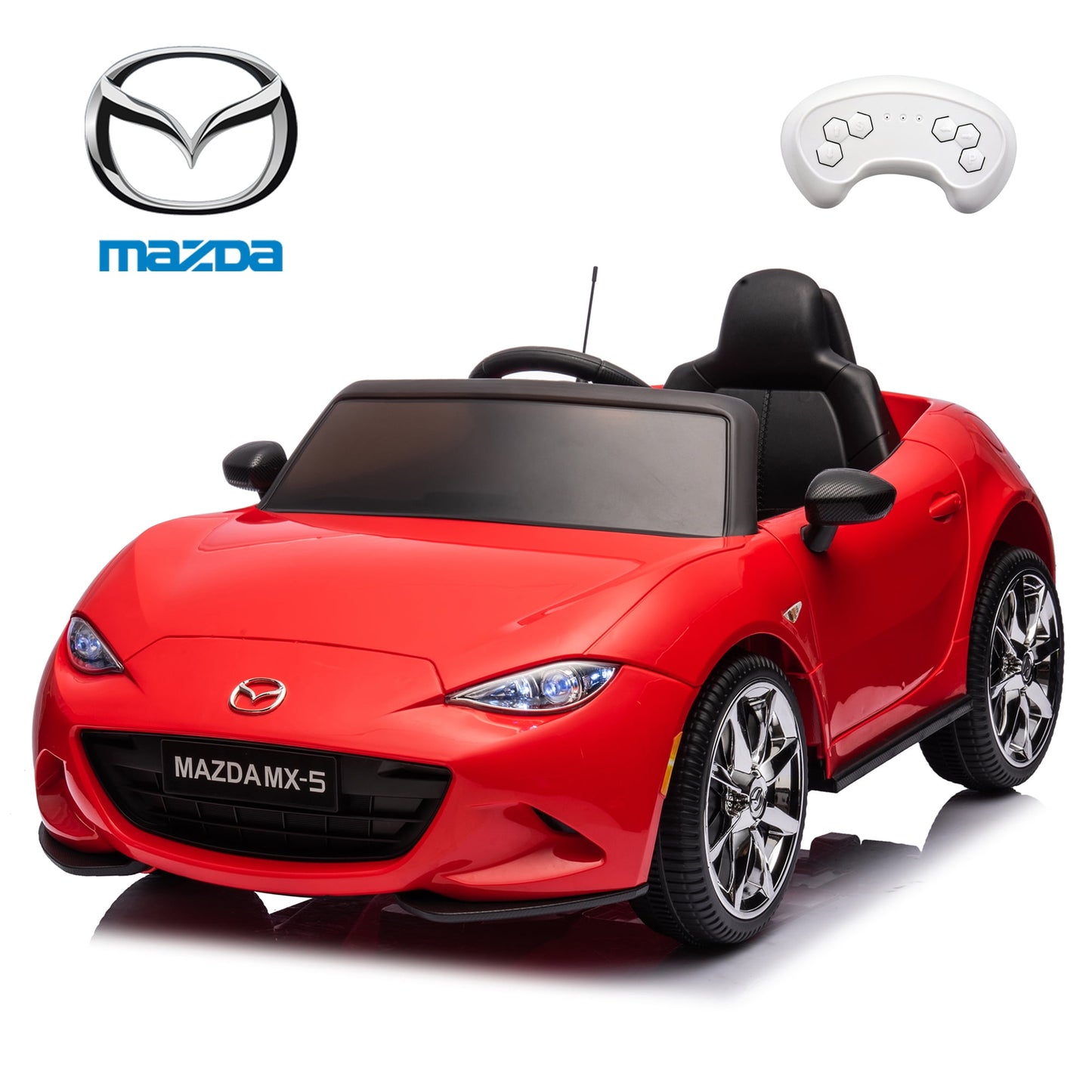 LISUEYNE 12V Kids Ride on Car w/Remote Control, Licensed MAZDA MX-5RF Electric Car for Boys Girls Age 3+, Rocking Car, Music, Red