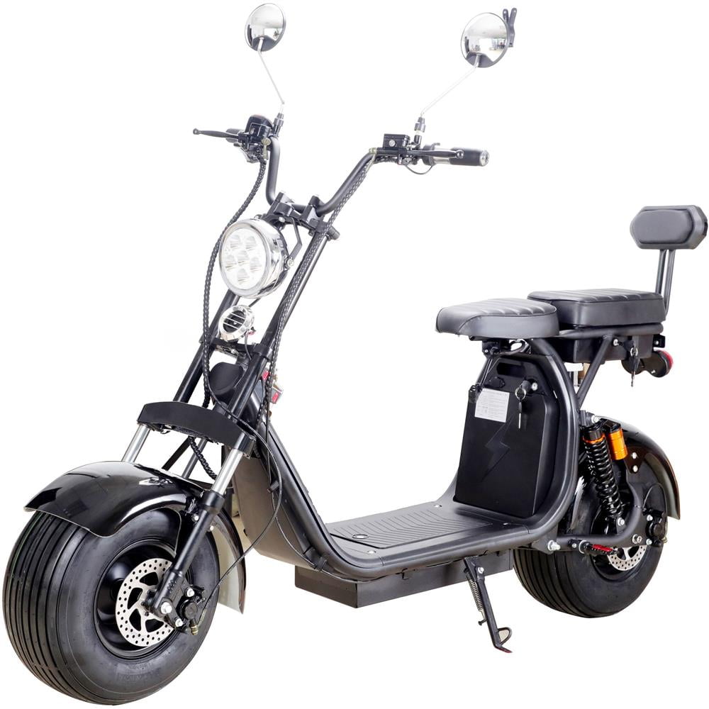 LISUEYNE 2000W Electric Scooter, 60V 36AH off-Road Electric Scooter for Adults, Max Speed 25Mph, Adults Citycoco Scooters with 2 Seats, Key Start, Front&Rear Brake, LED Headlights