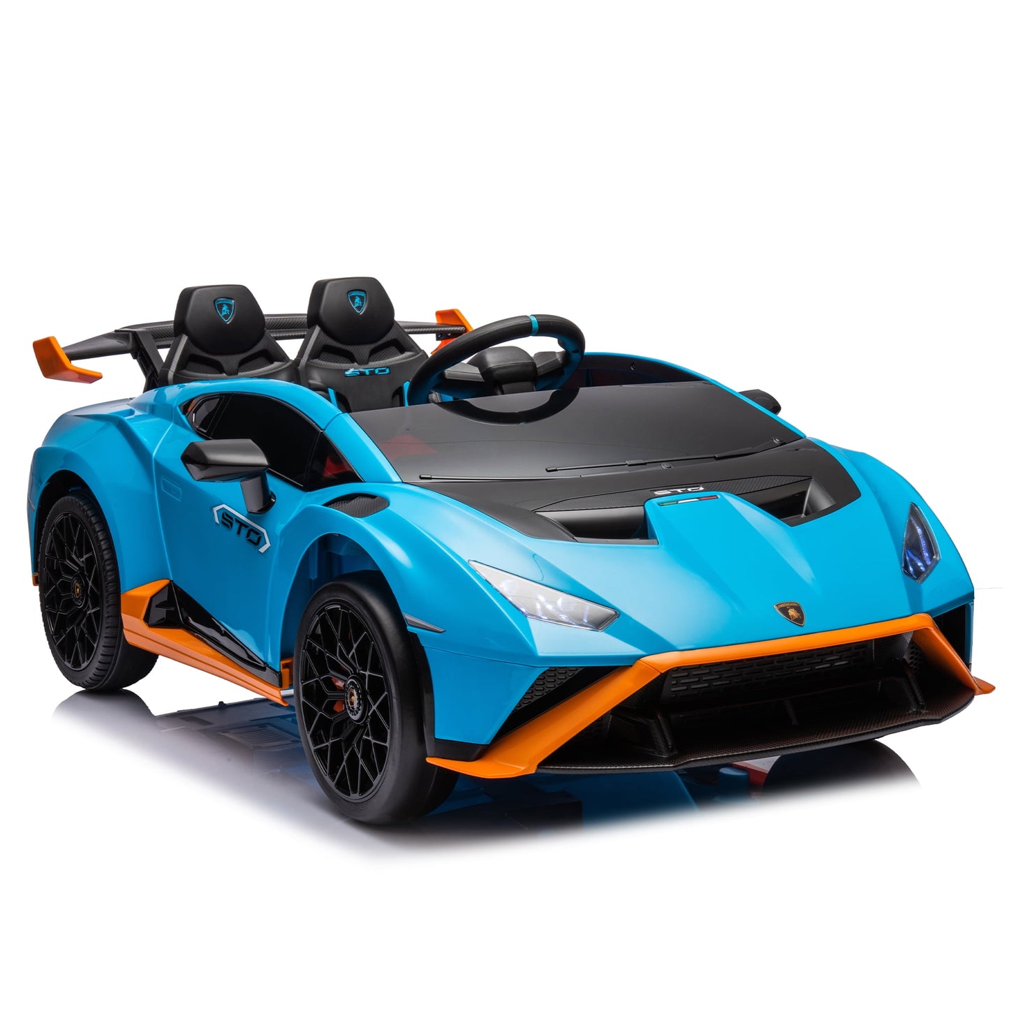 LISUEYNE 24V Licensed Lamborghini STO Ride on Car, Drift Electric Car for Boys Girls Age 3+, Remote Control, Music, Max Speed 6mph, Grey