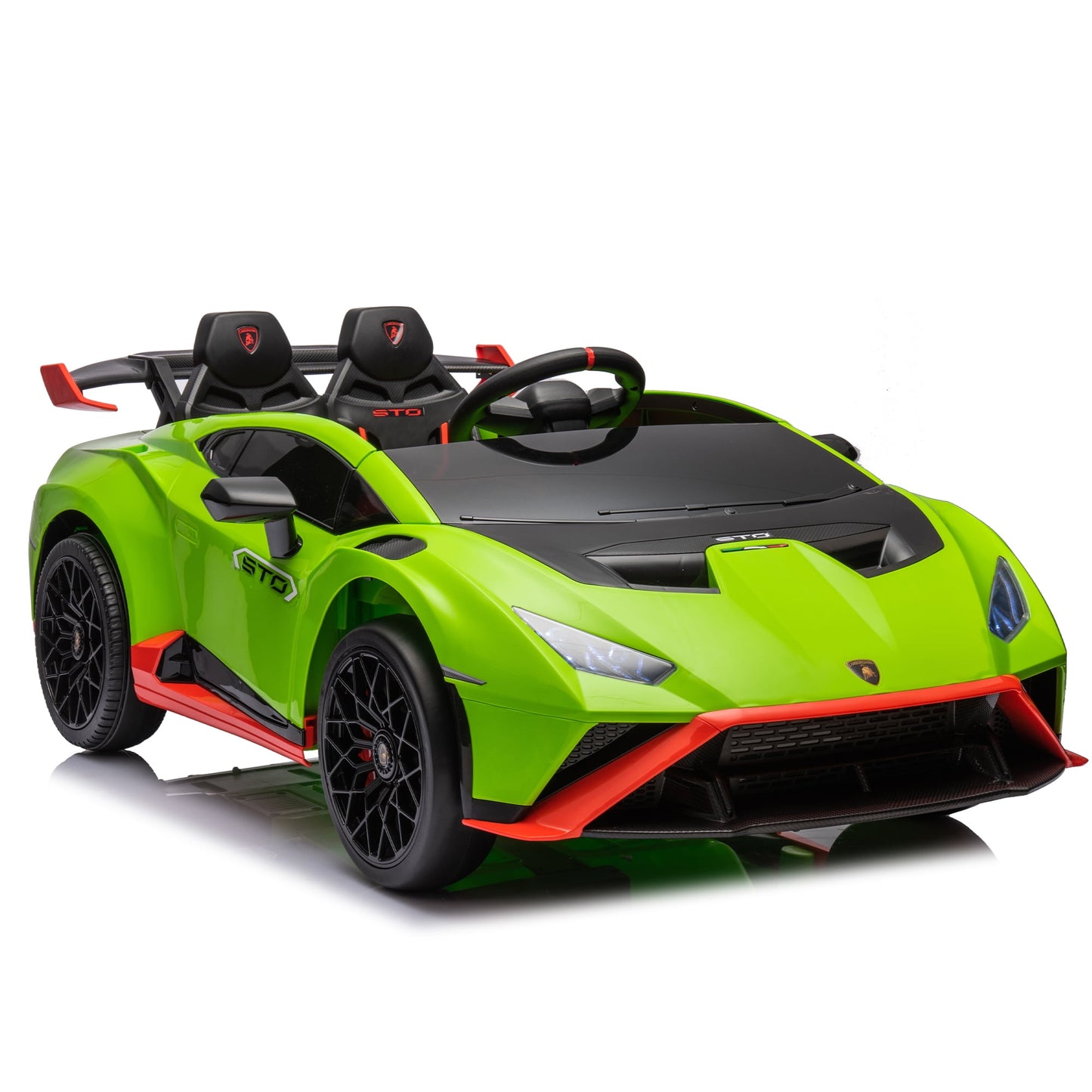 LISUEYNE 24V Licensed Lamborghini STO Ride on Car, Drift Electric Car for Boys Girls Age 3+, Remote Control, Music, Max Speed 6mph, Grey