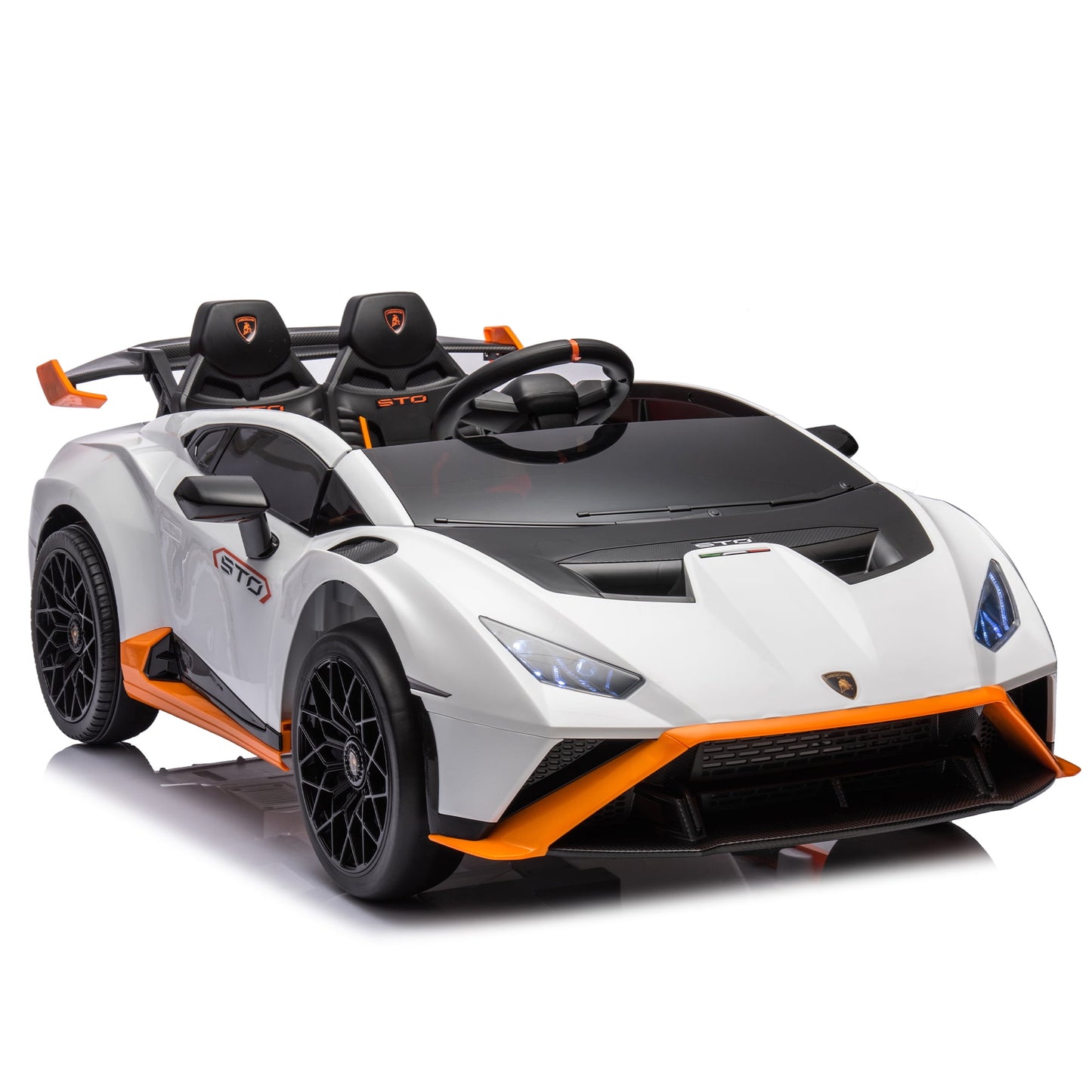 LISUEYNE 24V Licensed Lamborghini STO Ride on Car, Drift Electric Car for Boys Girls Age 3+, Remote Control, Music, Max Speed 6mph, Grey