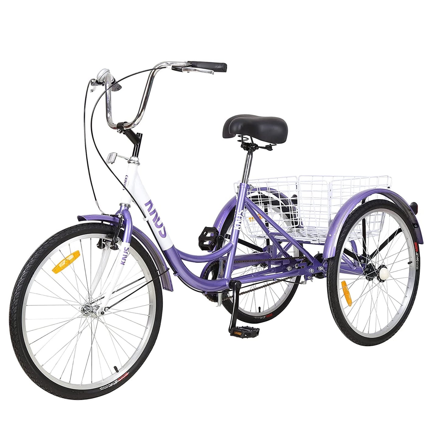 LISUEYNE Adult Folding Tricycles, 3-Wheel Cruiser Bike, 26 inch Wheels Adult Trikes with Low Step-Through, Large Basket, Foldable Tricycle for Adults, Adjustable Handlebar, Silver