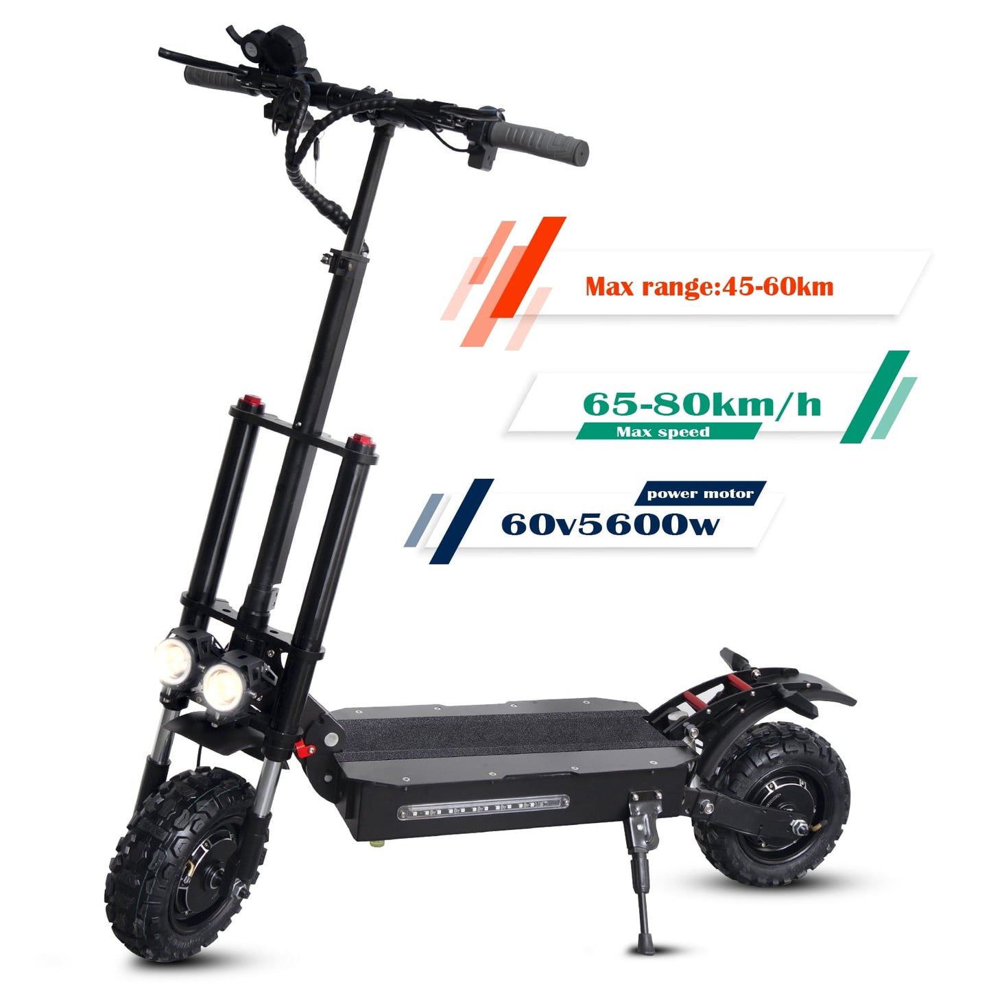 LISUEYNE Electric Scooter, Max Speed 50MPH, 50 Mile Long Range, 60V 5600W Dual Drive, 11" Tires off Road Adult Electric Scooter, LCD Display, Folding Kick Scooter