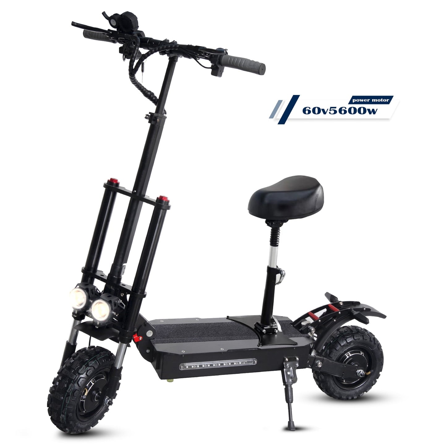 LISUEYNE Electric Scooter with Seat, Max Speed 50MPH, 50 Mile Long Range, 60V 5600W Dual Drive, 11" Tires off Road Adult Electric Scooter, LCD Display, Folding Kick Scooter