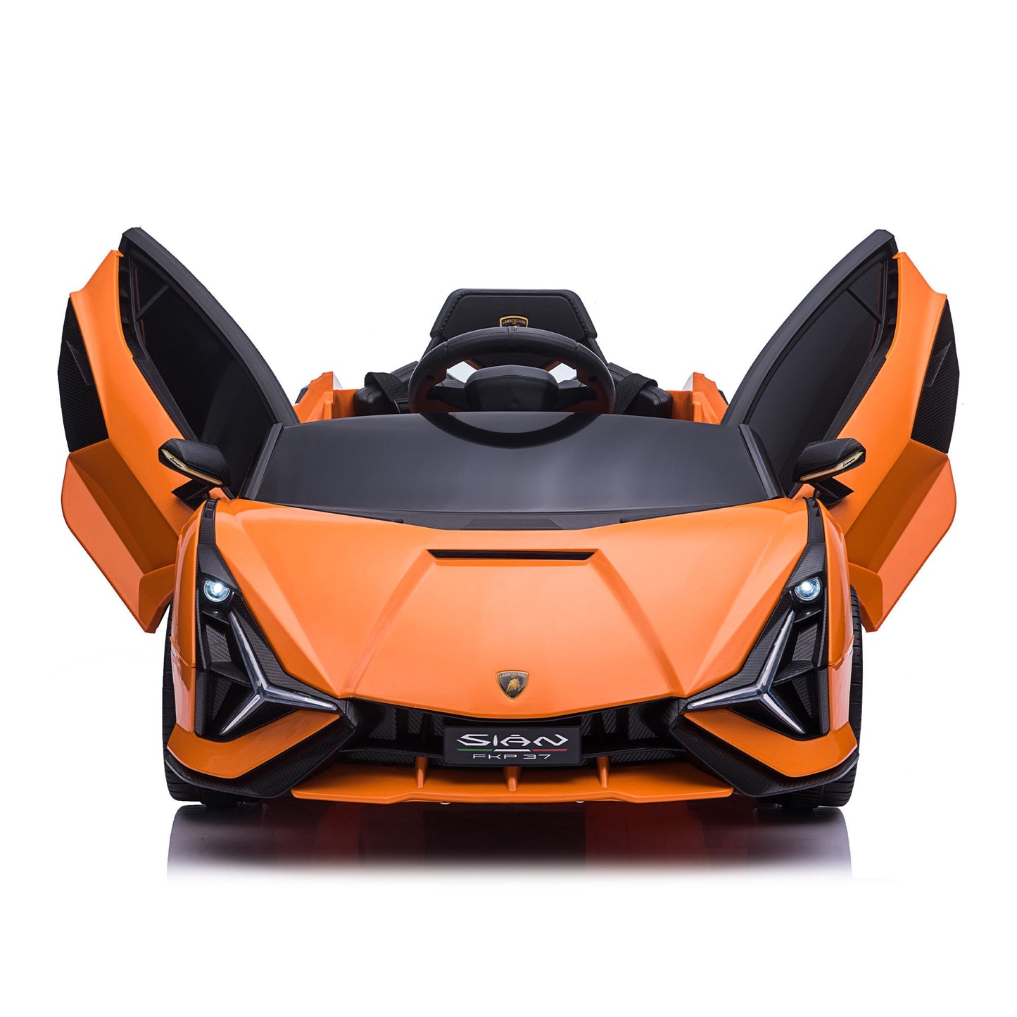 LISUEYNE Kids Ride on Car, 12V Lamborghini Sian Electric Car for Boys Girls, Remote Control, Orange