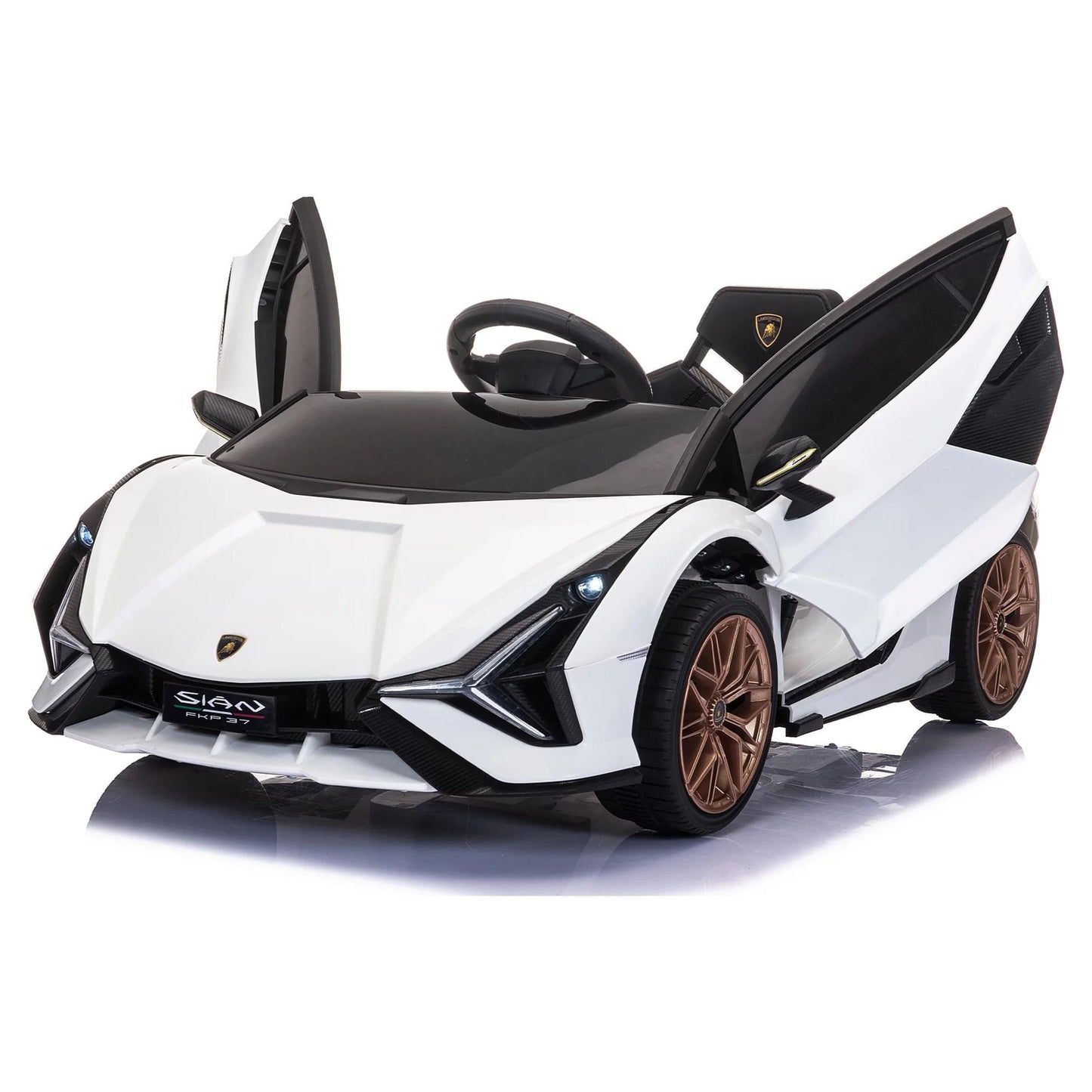 LISUEYNE Kids Ride on Car, 12V Lamborghini Sian Electric Car for Boys Girls, Remote Control, Black