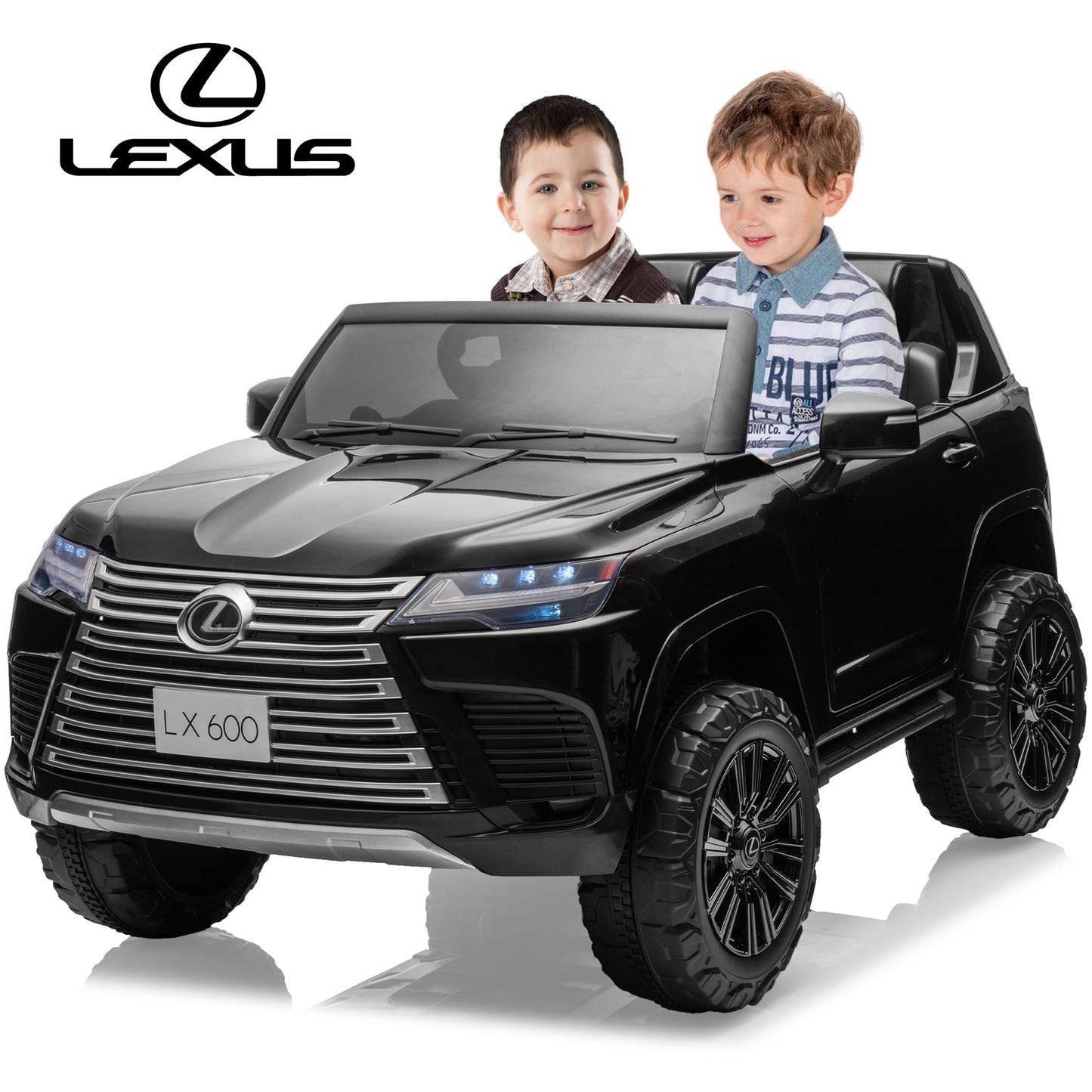 SUSIELADY 24V 2-Seater Kids Ride on Car, Licensed LEXUS LX600, with 20" Width Seat, Remote Control, Portable Handle, Key Start, Music, for Kids Aged 3+