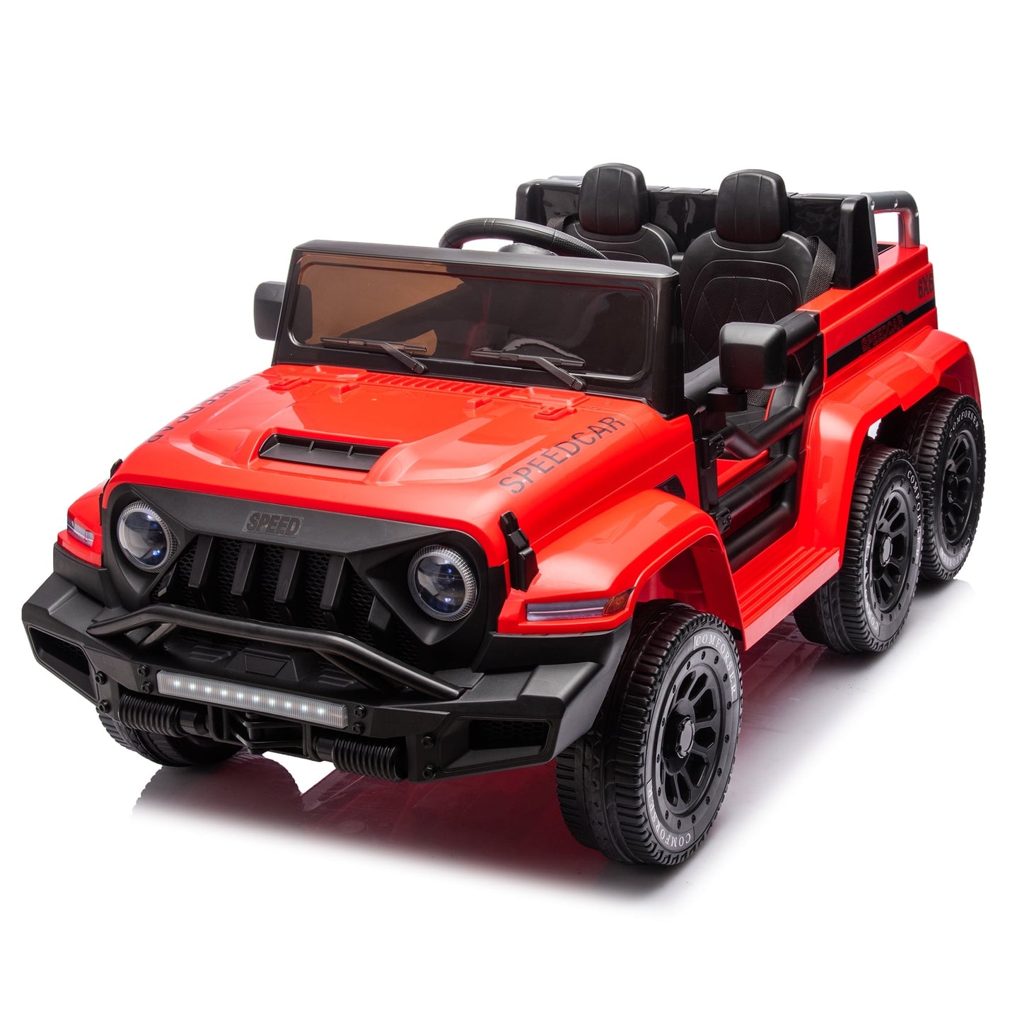 SUSIELADY 24V Ride on 4WD Electric Car, 6 Wheels Ride on Car with Remote Control, Music, Lights, Rocking Mode, Storage Box, for Kids Age 3+