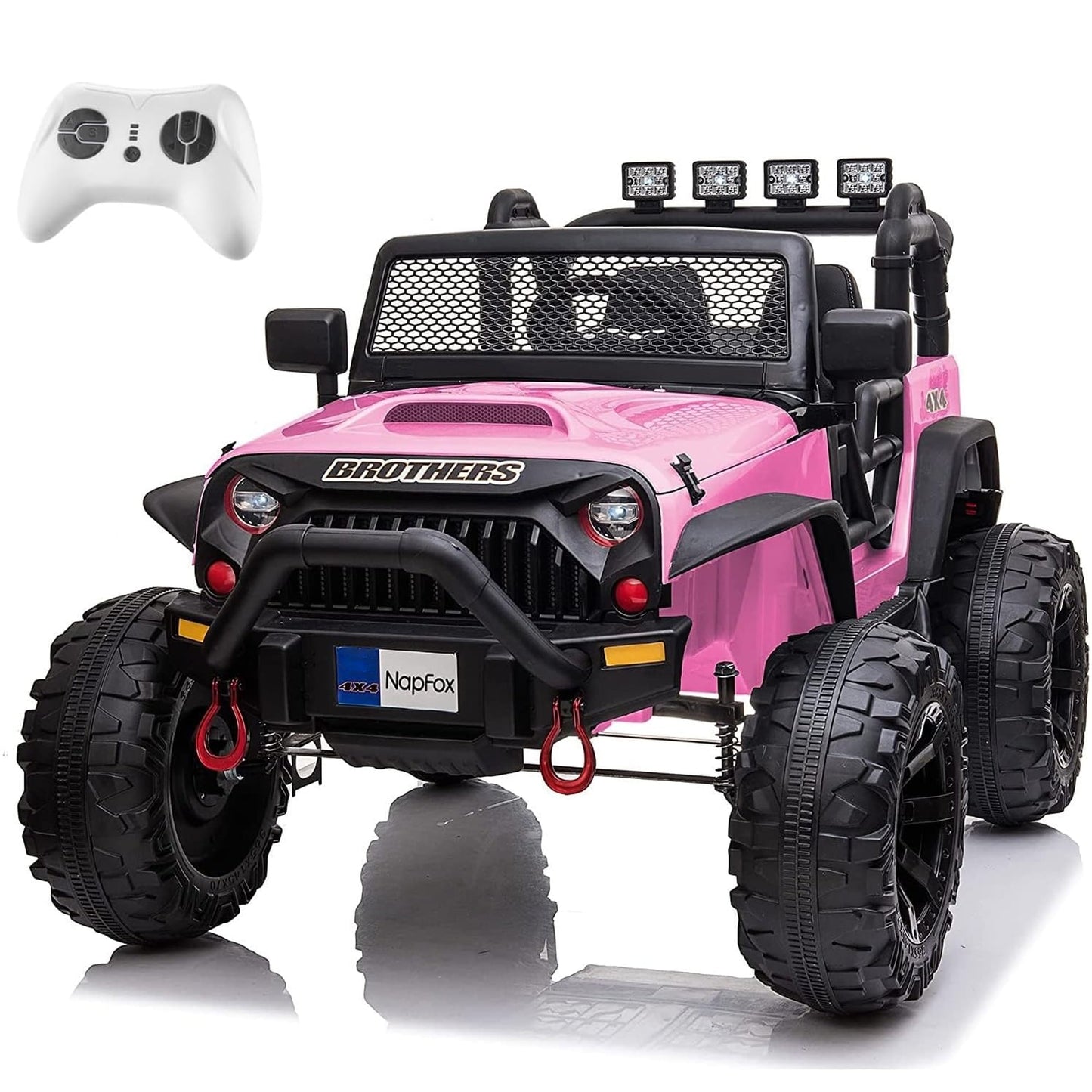 Track 7 Large Wheels 2 Seater Kids Electric Car, Electric Ride On Truck, Remote Control, 2 Speeds, Music, for Boys and Girls, Red