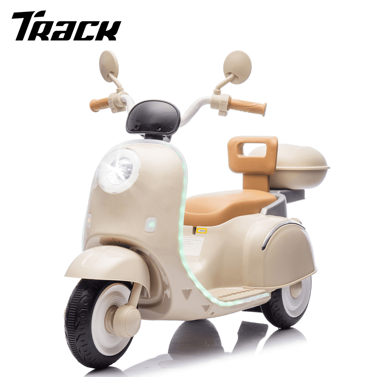 Track Seven 12V Kids Ride on Electric Motorcycle,3 Wheels Powered Motorbike with LED Strip light, 2WD, Anti-Slip Seat, Storage Basket, Bluetooth Music, Parent Remote Control for Ages 3-8, Purple