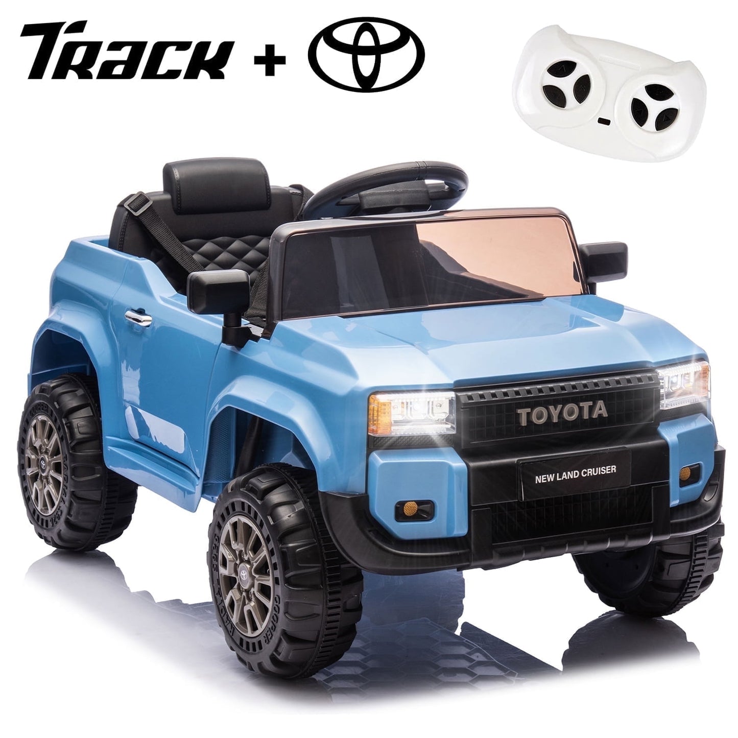 Track Seven 12V Ride on Car, Licensed Toyota LC250 Ride on Truck for Kids, Electric Car with Remote Control, Power Display, Music, Bluetooth, 12V Ride on Toy Car for Boys Girls Age 2+, Black