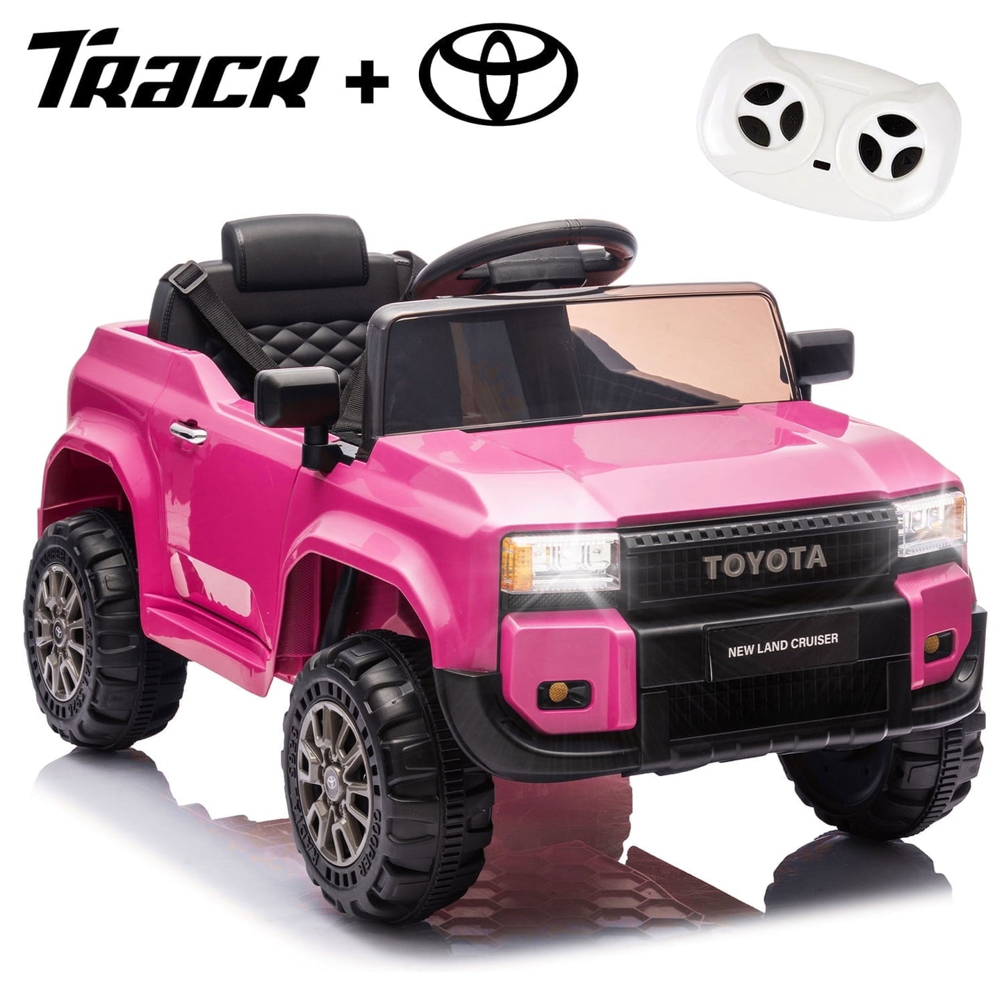 Track Seven 12V Ride on Car, Licensed Toyota LC250 Ride on Truck for Kids, Electric Car with Remote Control, Power Display, Music, Bluetooth, 12V Ride on Toy Car for Boys Girls Age 2+, Black