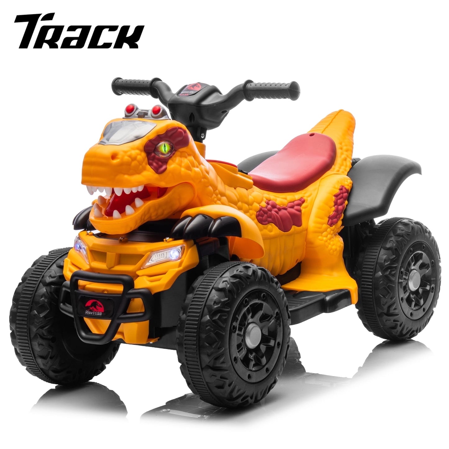 Track Seven 12v Ride-On Electric ATV, Dinosaur Shape Car, 2WD, Music, Bluetooth & Microphone, Power Display, Indoor& Outdoor Ride-On Toy for Boys Girls Age 2-5, Green