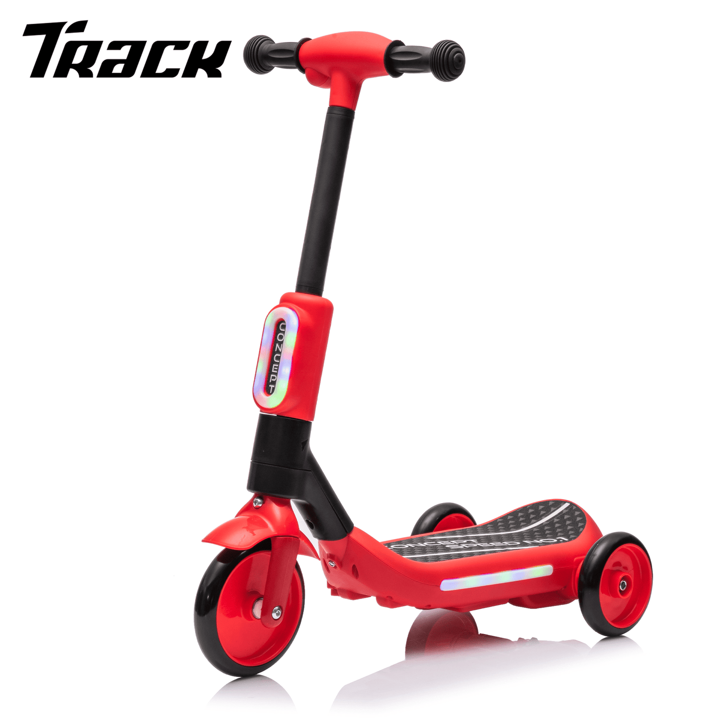 Track Seven Electric Scooter for Kids, 3 Wheels Kids Kick Scooter with Spray, LED Lights, PU Wheels, Wide Pedal, Music, Independent Light Switch, 6V Scooter for Boys Girls Toddlers Ages 3-6, Pink