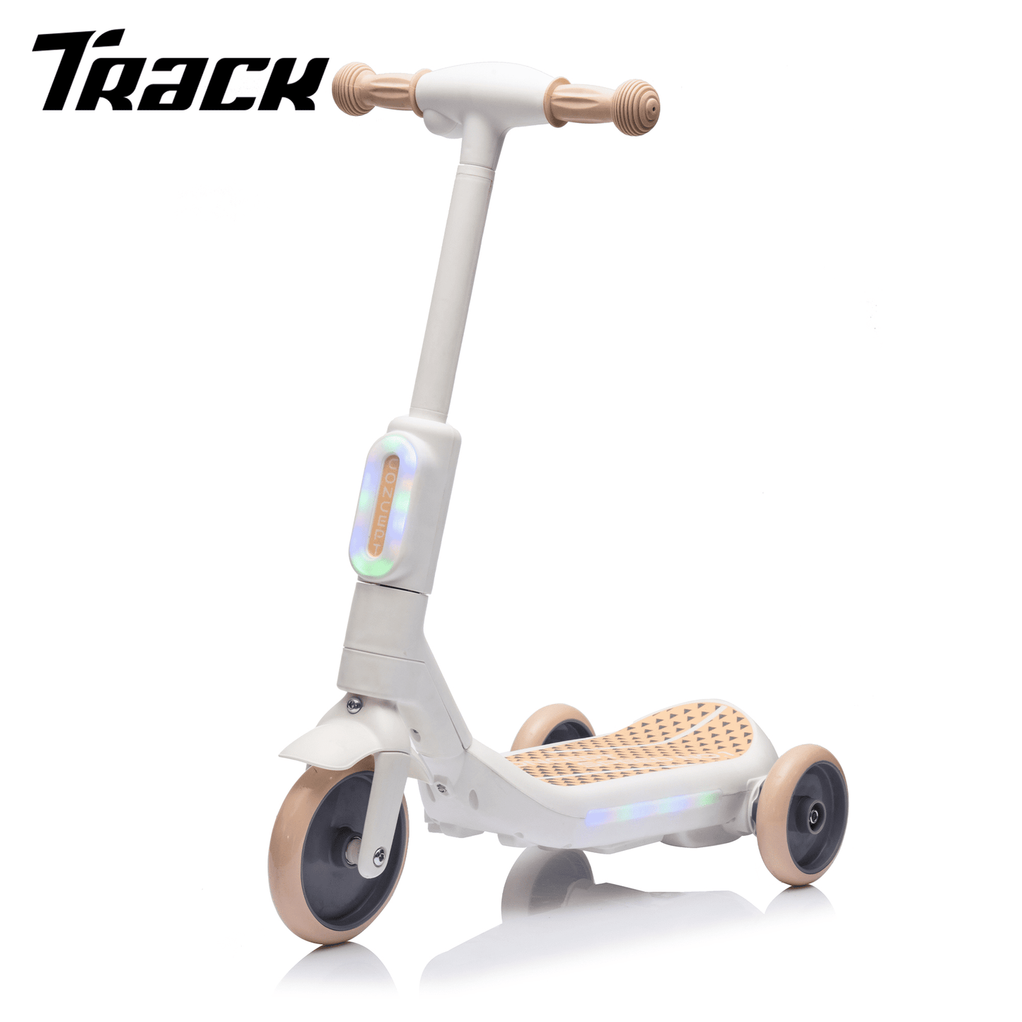 Track Seven Electric Scooter for Kids, 3 Wheels Kids Kick Scooter with Spray, LED Lights, PU Wheels, Wide Pedal, Music, Independent Light Switch, 6V Scooter for Boys Girls Toddlers Ages 3-6, Pink