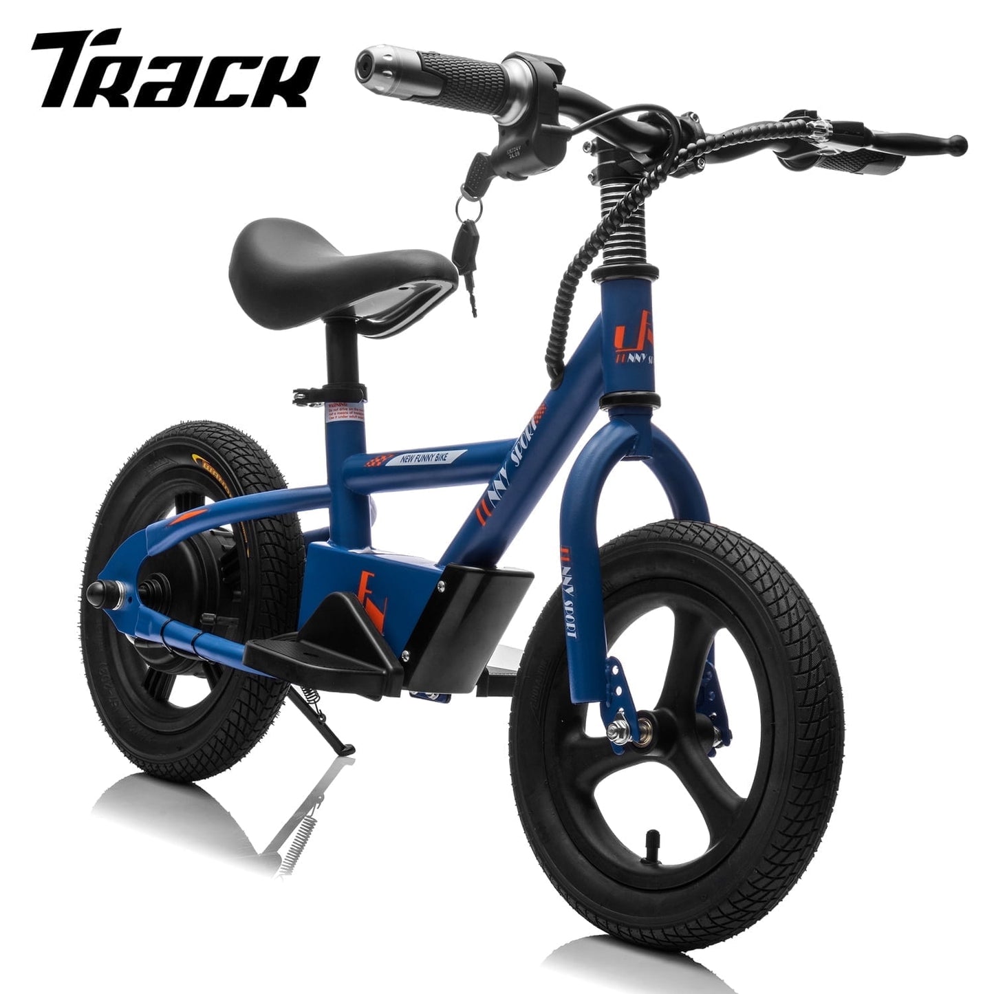 Track Seven 24V Electric Dirt Bike, Kids Electric Motorcycle, Max Speed 10 mph, Height Adjustable, Power Display, Hand-Operated Brakes, Electric Bike for Boys Girls Age 3+, 24V Ride on Car, Blue