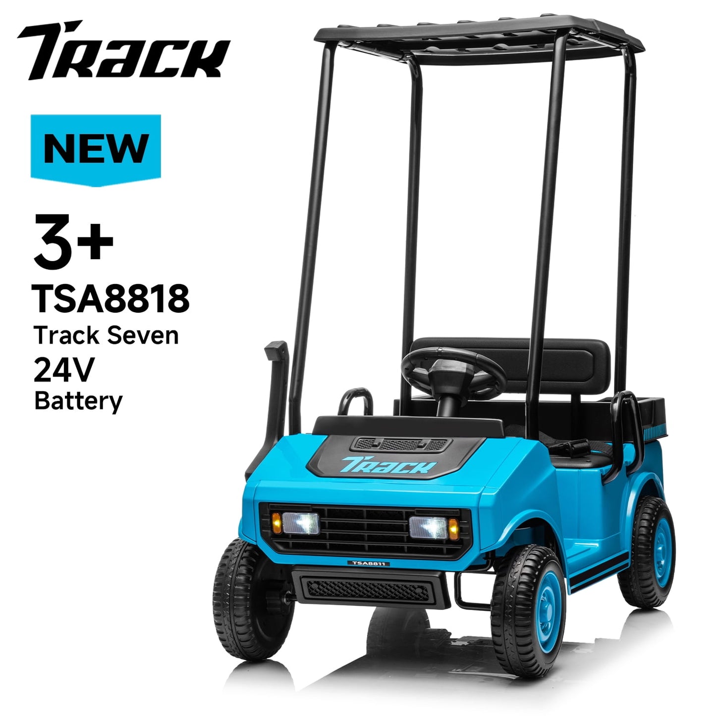 Track Seven 24V Kids Ride on Car, Electric Car with Ceiling, Ride on Truck with Remote Control, Music, Rear Storage Box, Pink