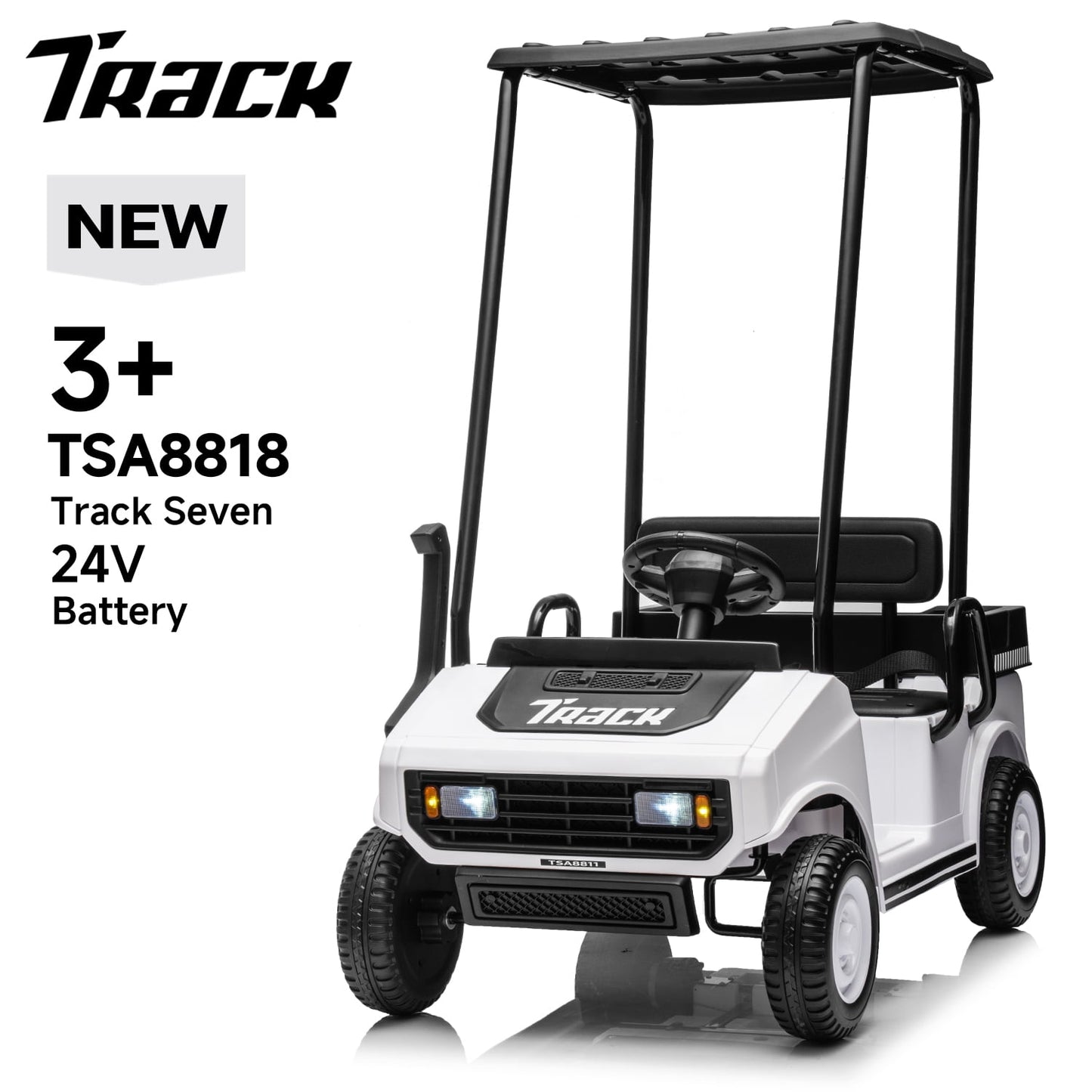 Track Seven 24V Kids Ride on Car, Electric Car with Ceiling, Ride on Truck with Remote Control, Music, Rear Storage Box, Pink
