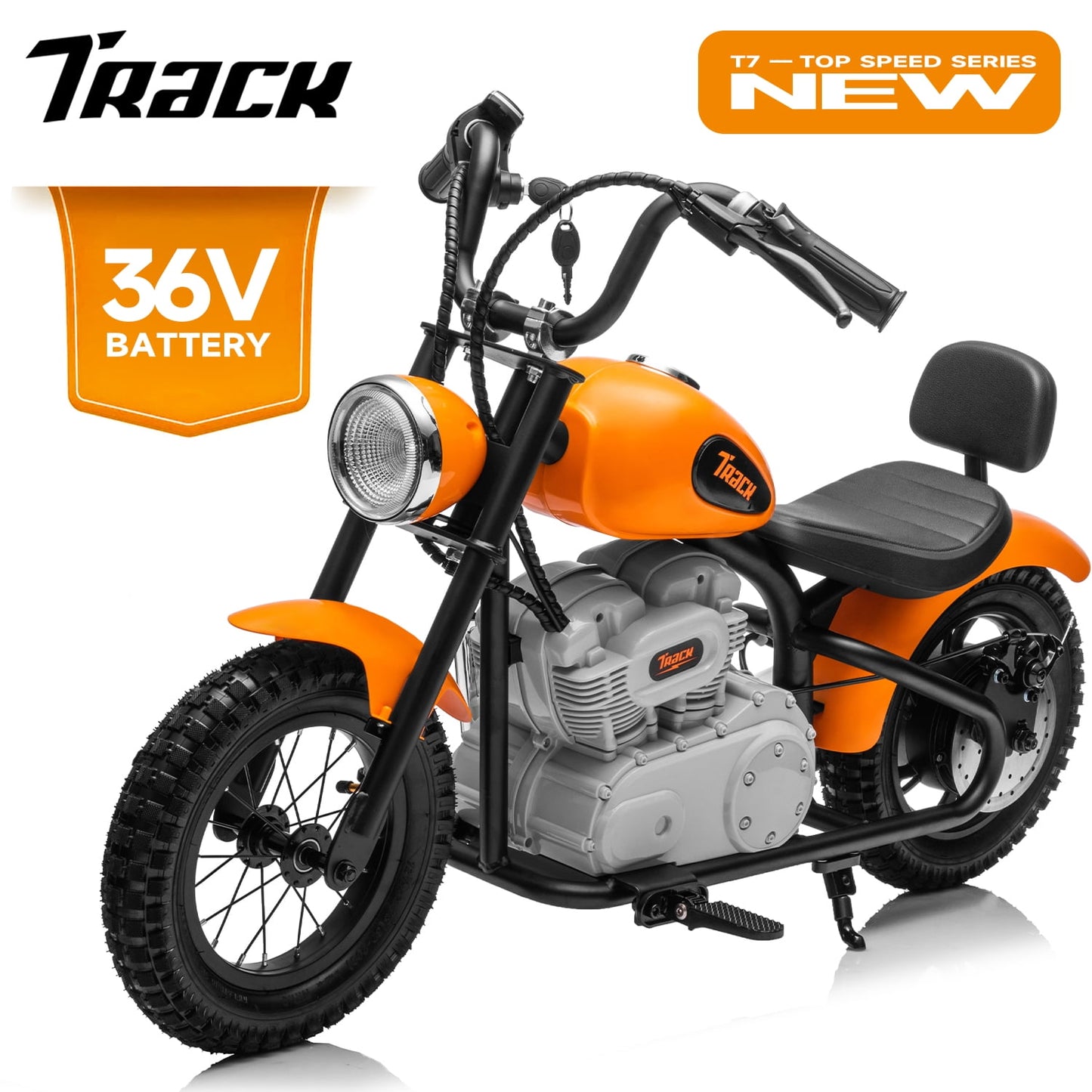 Track Seven 36V Electric Dirt Bike for kids, 350W Ride on Motorcycle with Twist Grip Throttle, Hand-Operated Brakes, Key Start, Off-Road Motocross Speed Up to 15 MPH, Age 8+, Blue