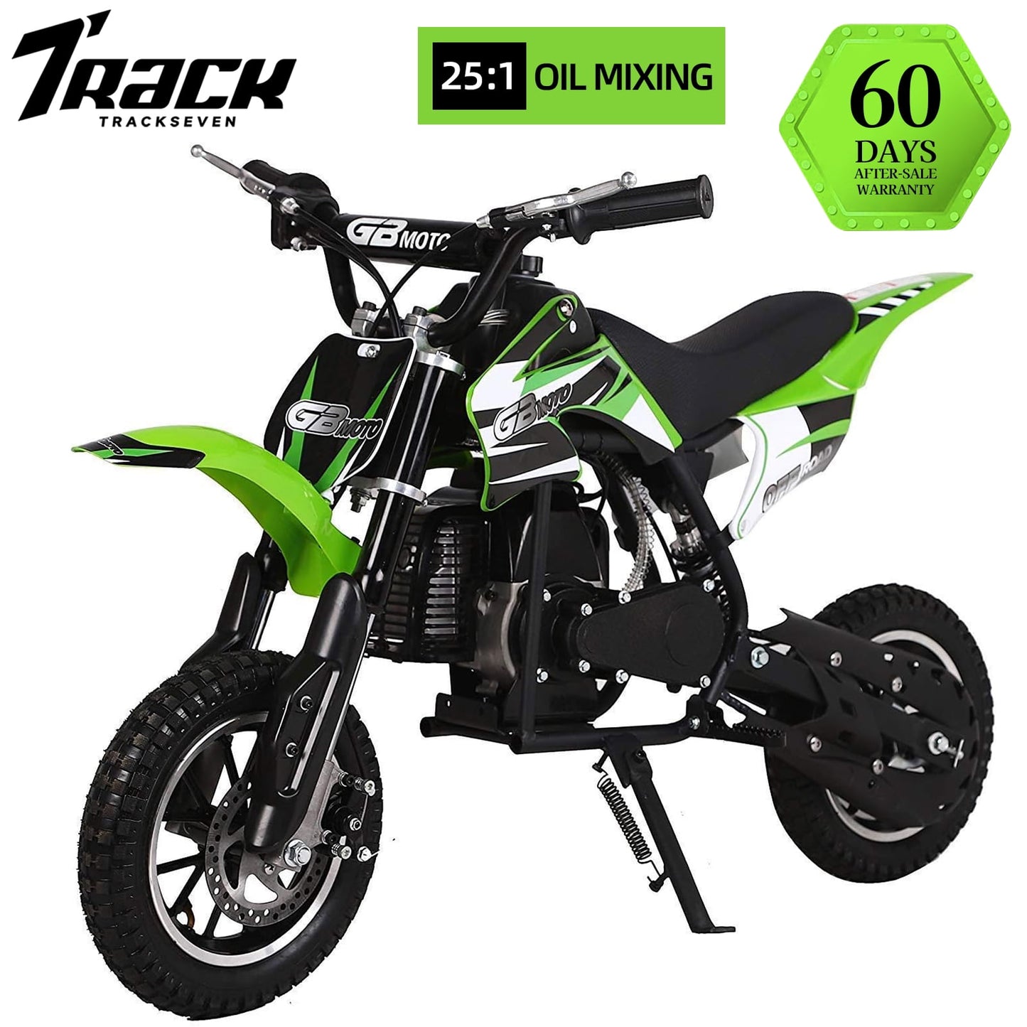 Track Seven 49CC 2-Stroke Kids Dirt Bike, Off Road Gas Motorcycle, Up to 20Mph, Gas Dirt Bike w/Rear Suspension, Pull Start, Front & Rear Disc Brake, Red