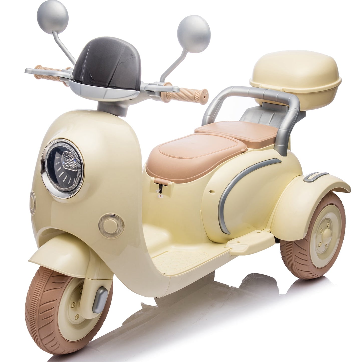 Track Seven 12V Kids Ride on Motorcycle, 2 Seats Kids Motorcycle, 3 Wheels Powered Motorbike for Kids, Mp3, Bluetooth, Headlight, Storage Box for Kids Aged 3+, Rose Red
