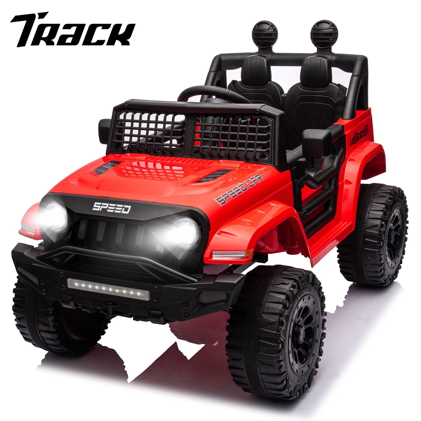 Track 7 Kids Ride on Truck, 12V Ride on Car with Remote Control, Kids Electric Car, Bluetooth, LED Lights, MP3, Black