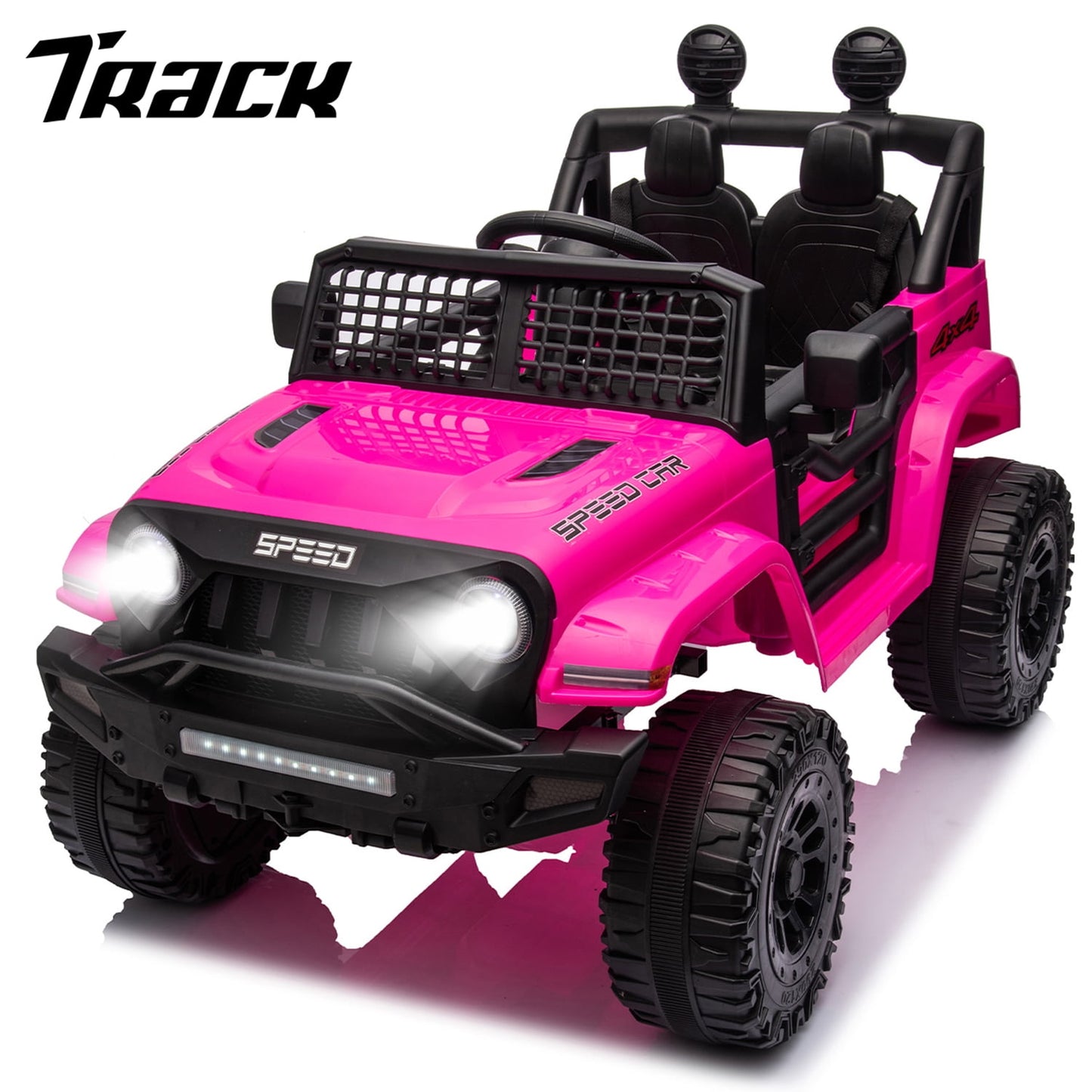 Track 7 Kids Ride on Truck, 12V Ride on Car with Remote Control, Kids Electric Car, Bluetooth, LED Lights, MP3, Black