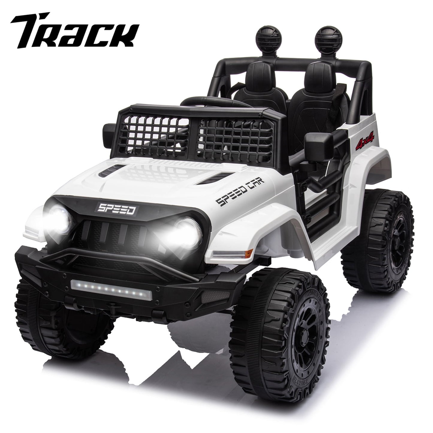 Track 7 Kids Ride on Truck, 12V Ride on Car with Remote Control, Kids Electric Car, Bluetooth, LED Lights, MP3, Black
