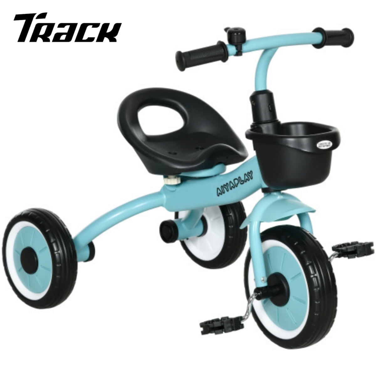 Track 7 Kids Tricycle for Toddlers Age 2-5 with Adjustable Seat, Toddler Bike for Children with Basket, Bell, Handlebar Grips, Gift for Boys Girls, Blue
