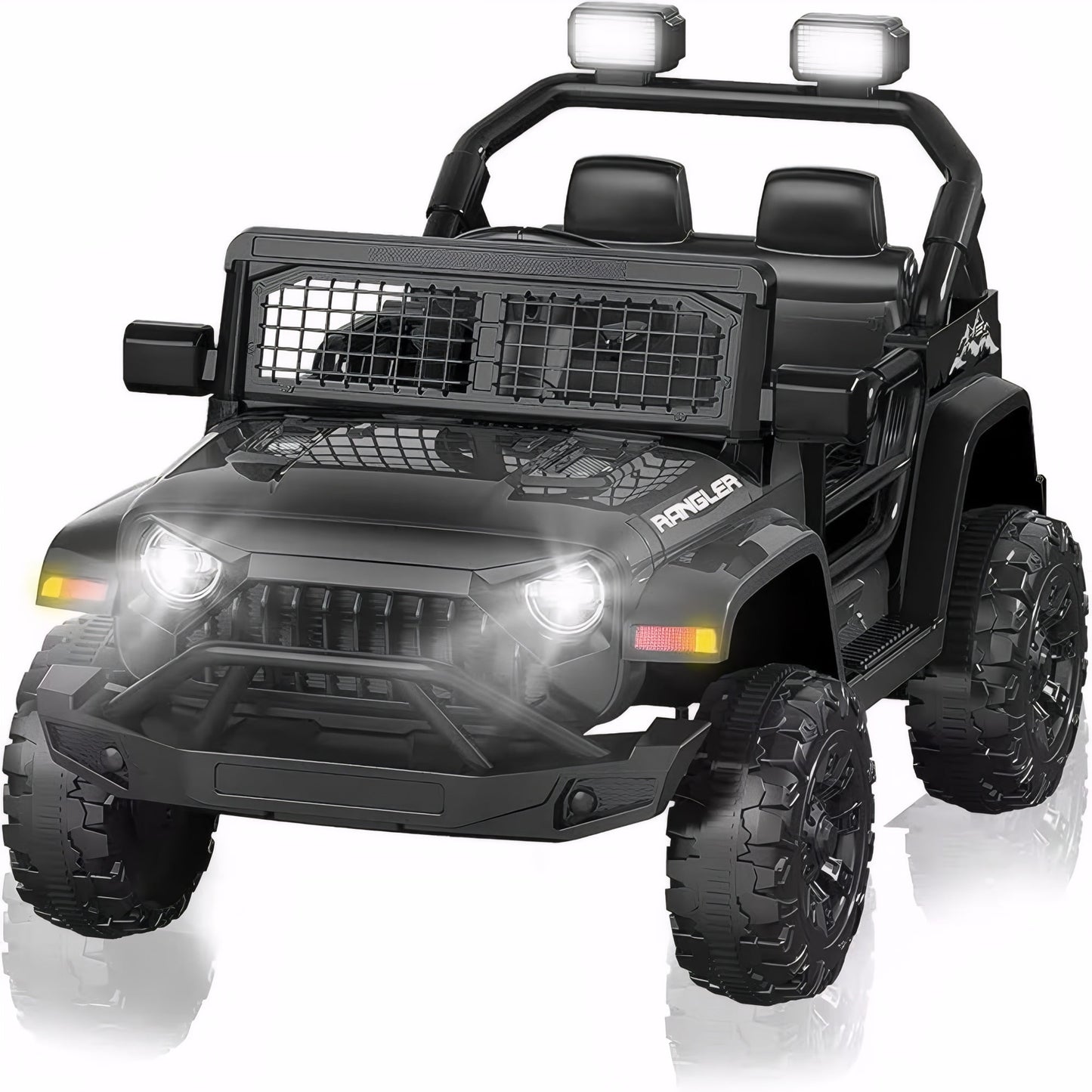 Track 7 Ride On Car, 12V Electric Kids Toy with Remote Control, Bluetooth, Music, LED Lights for Kids Aged 3-5, Blue