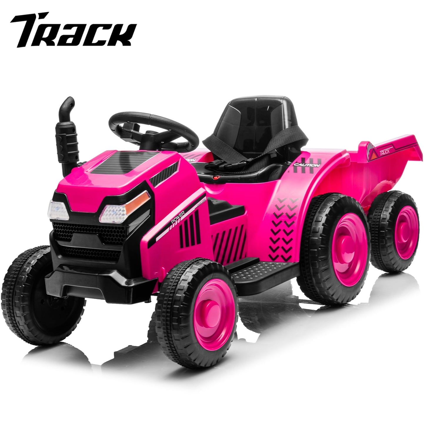 Track 7 Ride on Car with Remote Control, 12V Toyota Tacoma Electric Car for Boys Girls Age 3+, AUX/FM/USB, Storage Truck, Grey